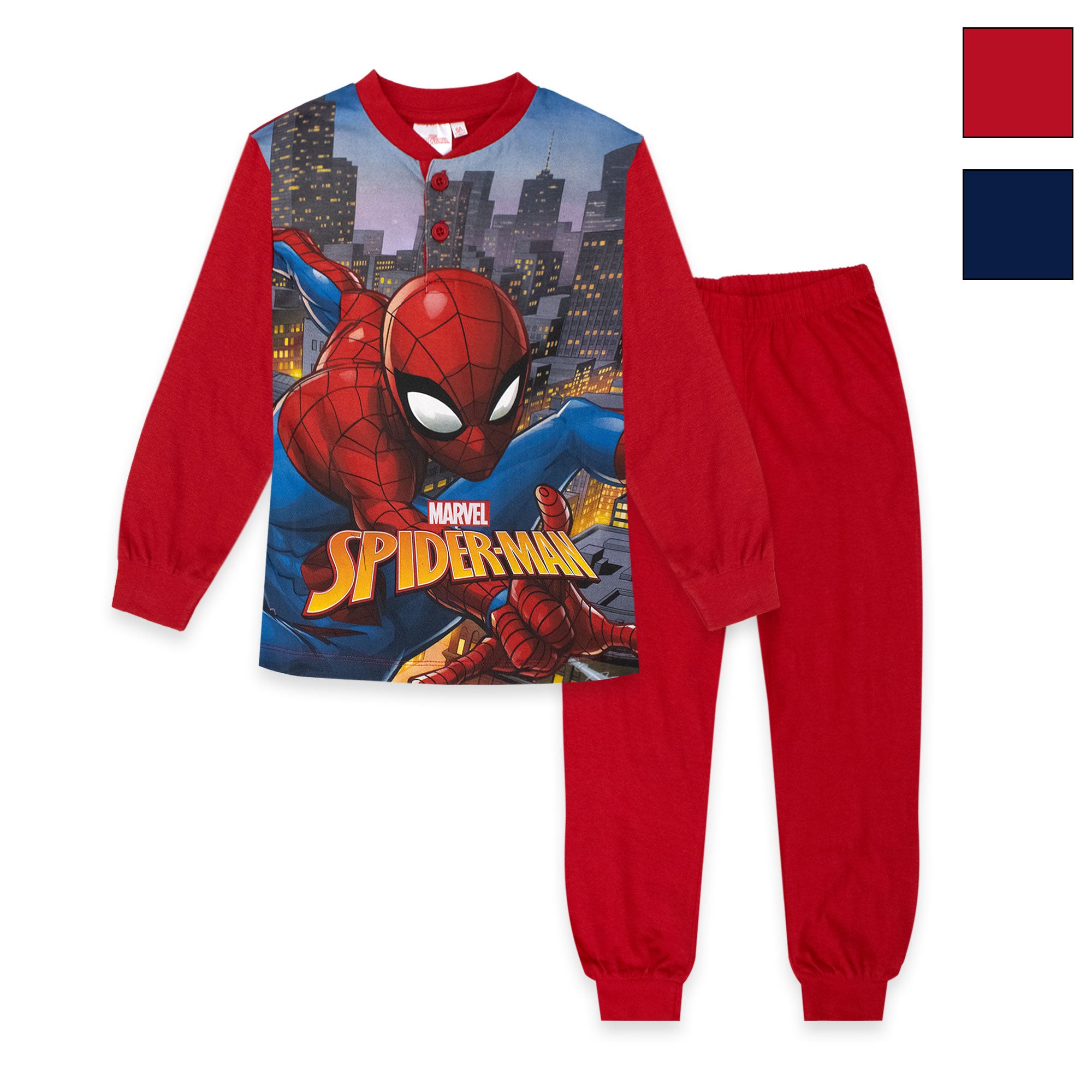 Pigiama Marvel Spiderman per bambino in cotone leggero a maniche lunghe 7075