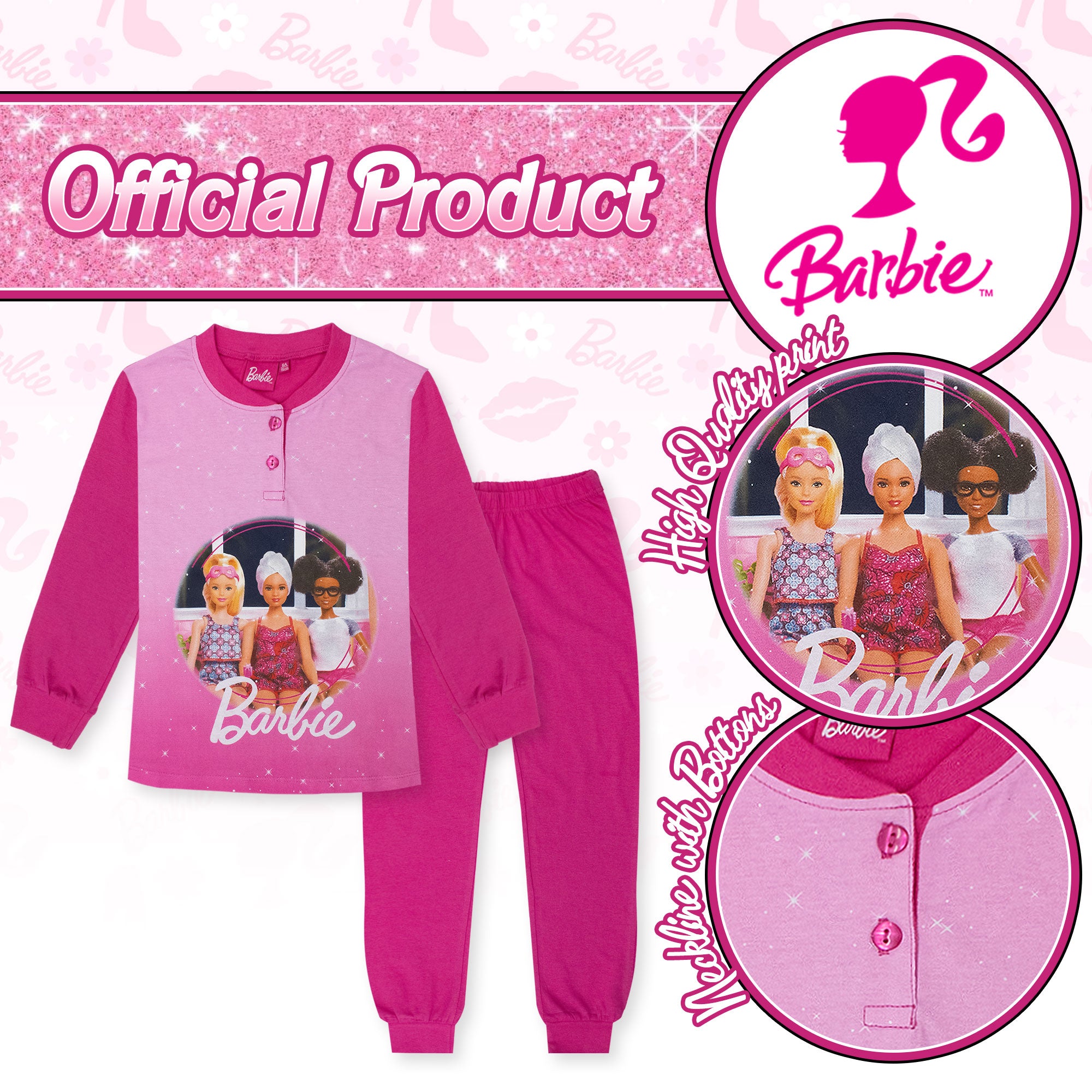 Pigiama per Bambina Barbie in Cotone Leggero a maniche lunghe 7076
