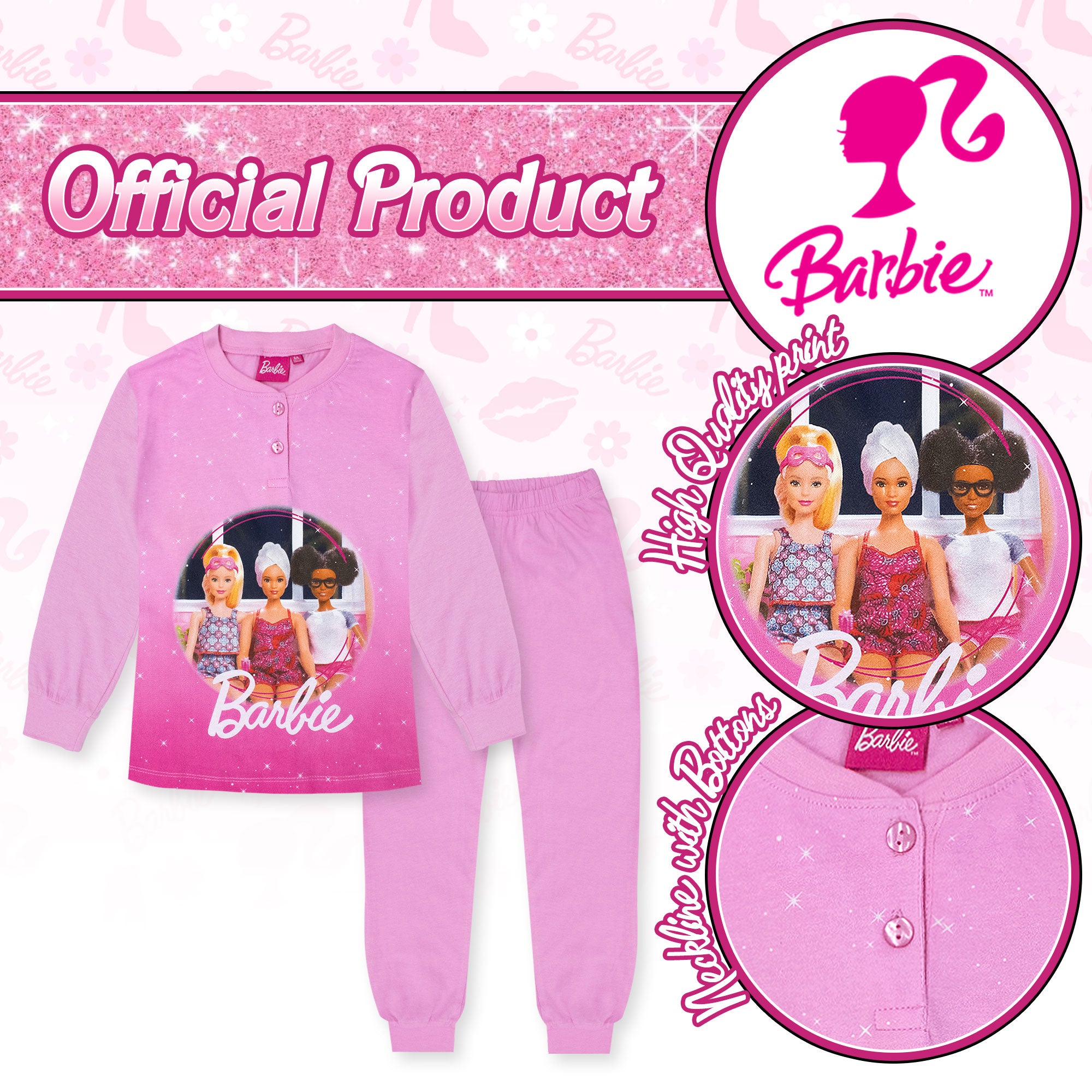 Pigiama per Bambina Barbie in Cotone Leggero a maniche lunghe 7076