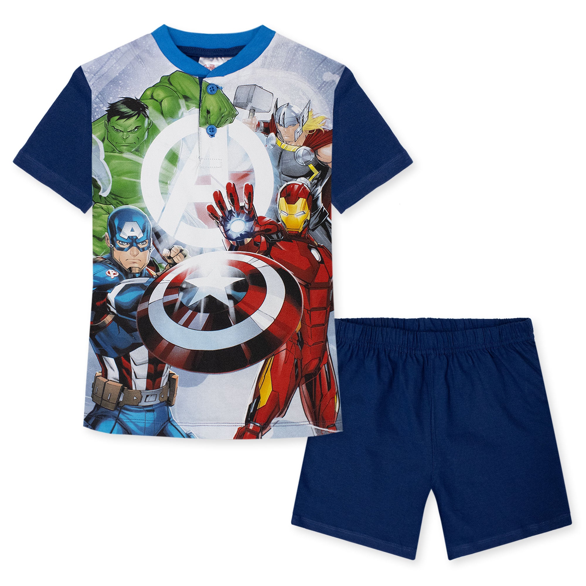 Pigiama Marvel Avengers corto per bambino in cotone leggero a maniche corte 7077