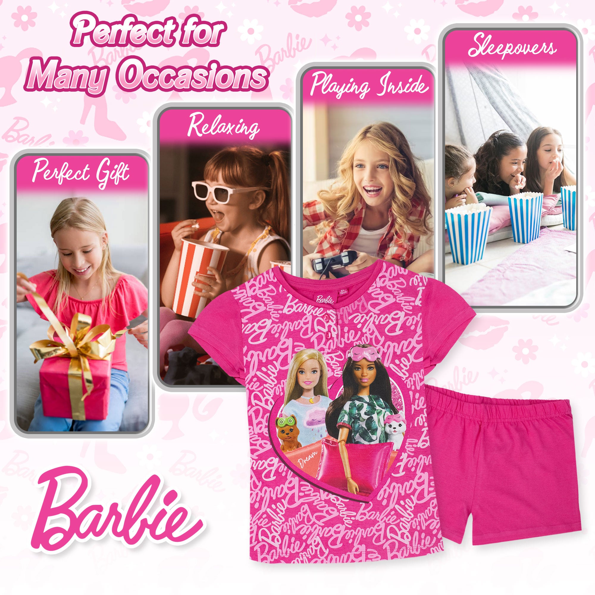 Pigiama per Bambina Barbie estivo in Cotone Leggero corto 7079