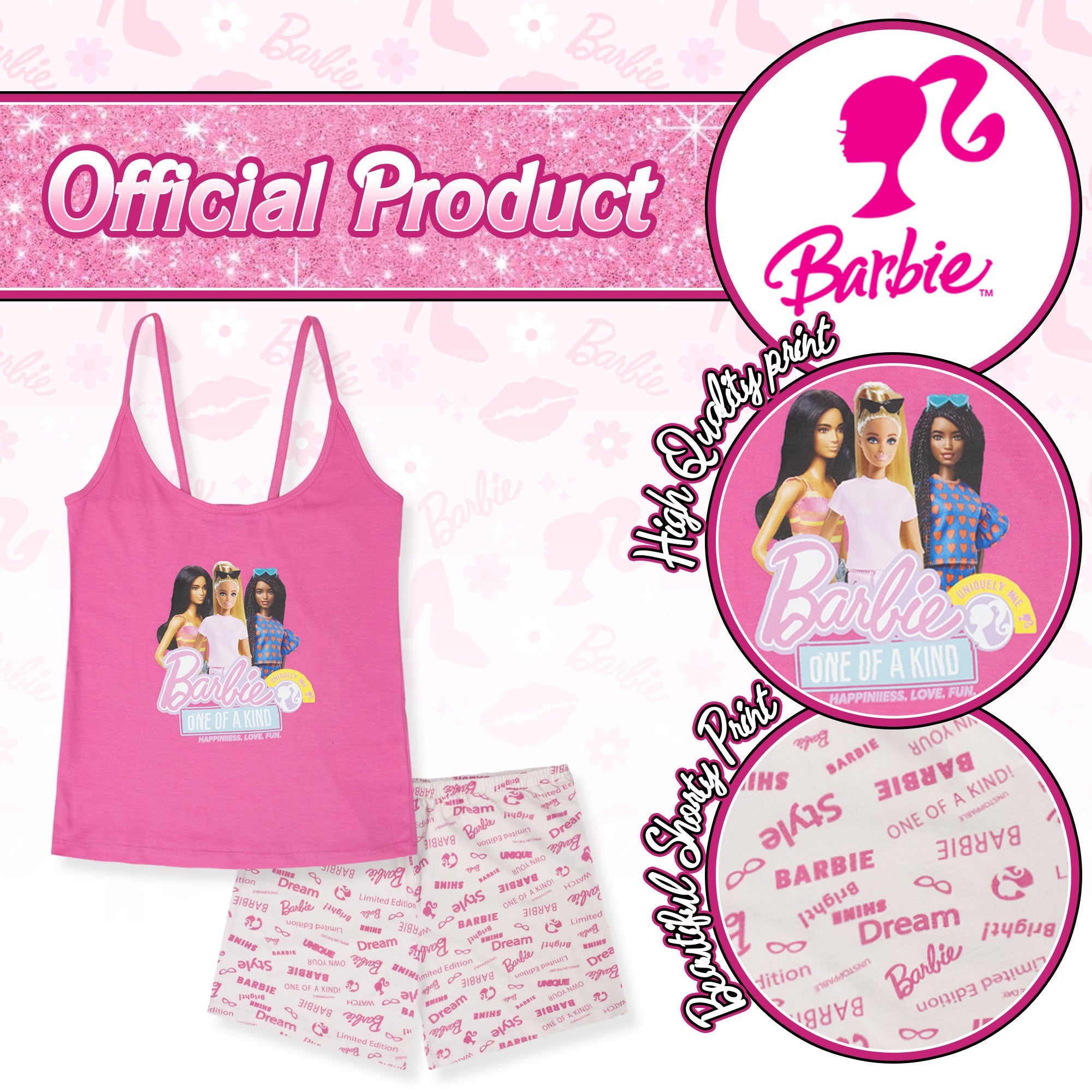 Pigiama Barbie donna ragazza estivo corto in cotone leggero 7080