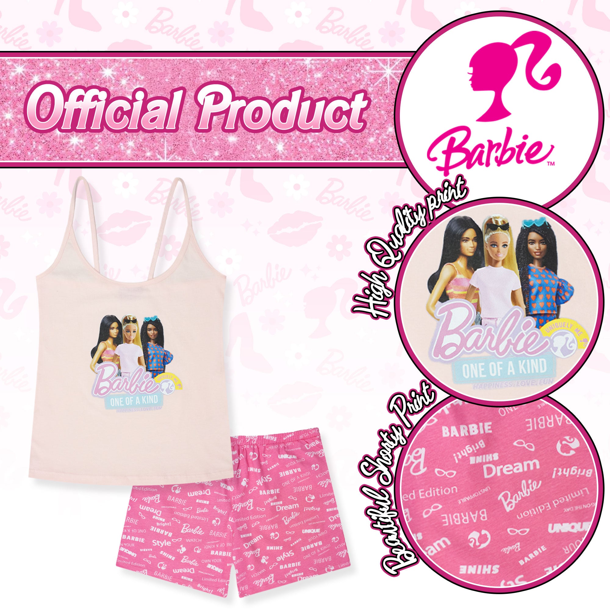 Pigiama Barbie donna ragazza estivo corto in cotone leggero 7080