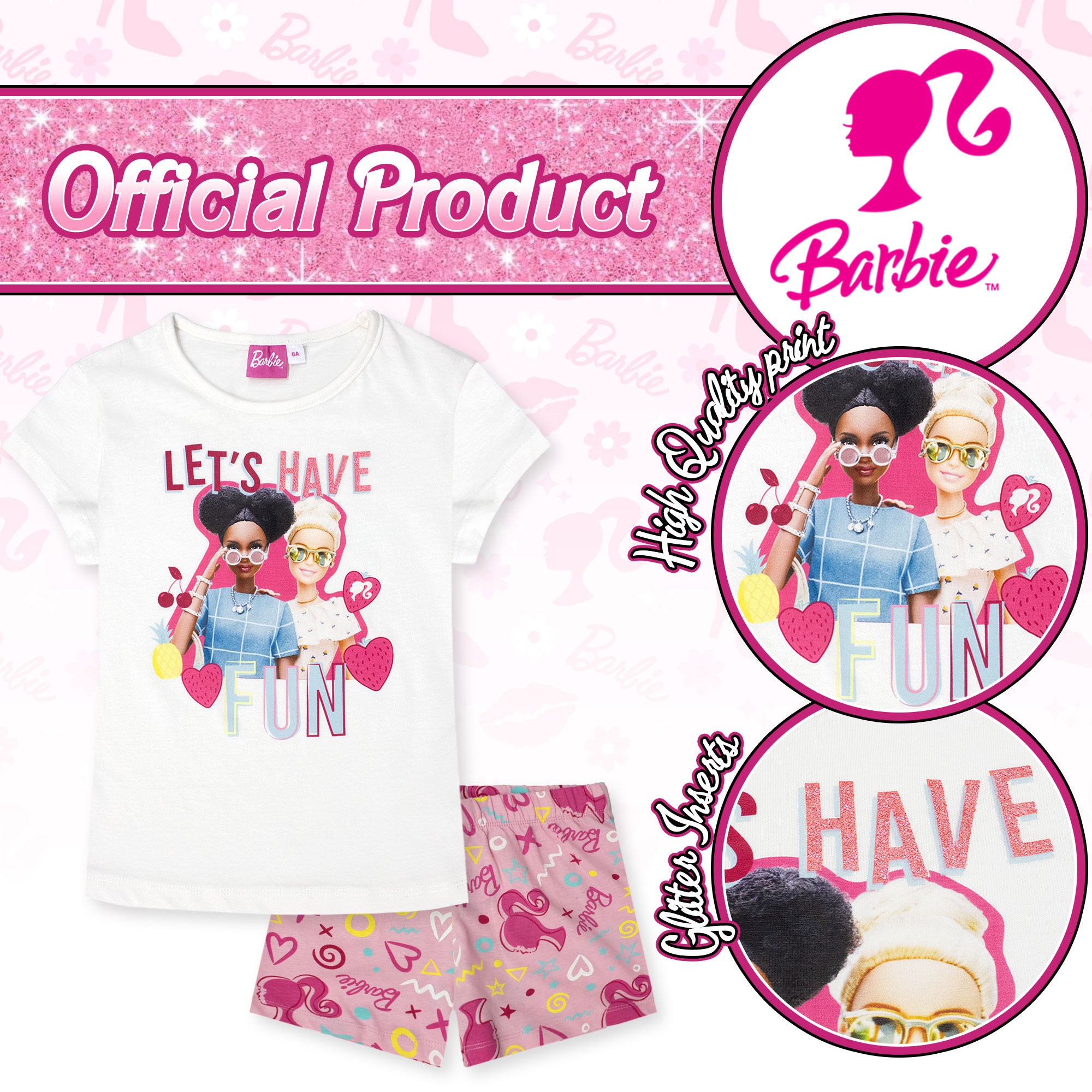 Pigiama per Bambina Barbie estivo in Cotone Leggero corto 7082
