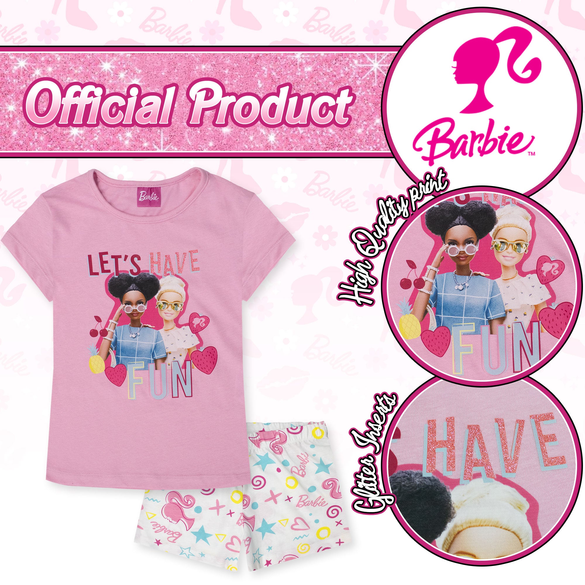 Pigiama per Bambina Barbie estivo in Cotone Leggero corto 7082