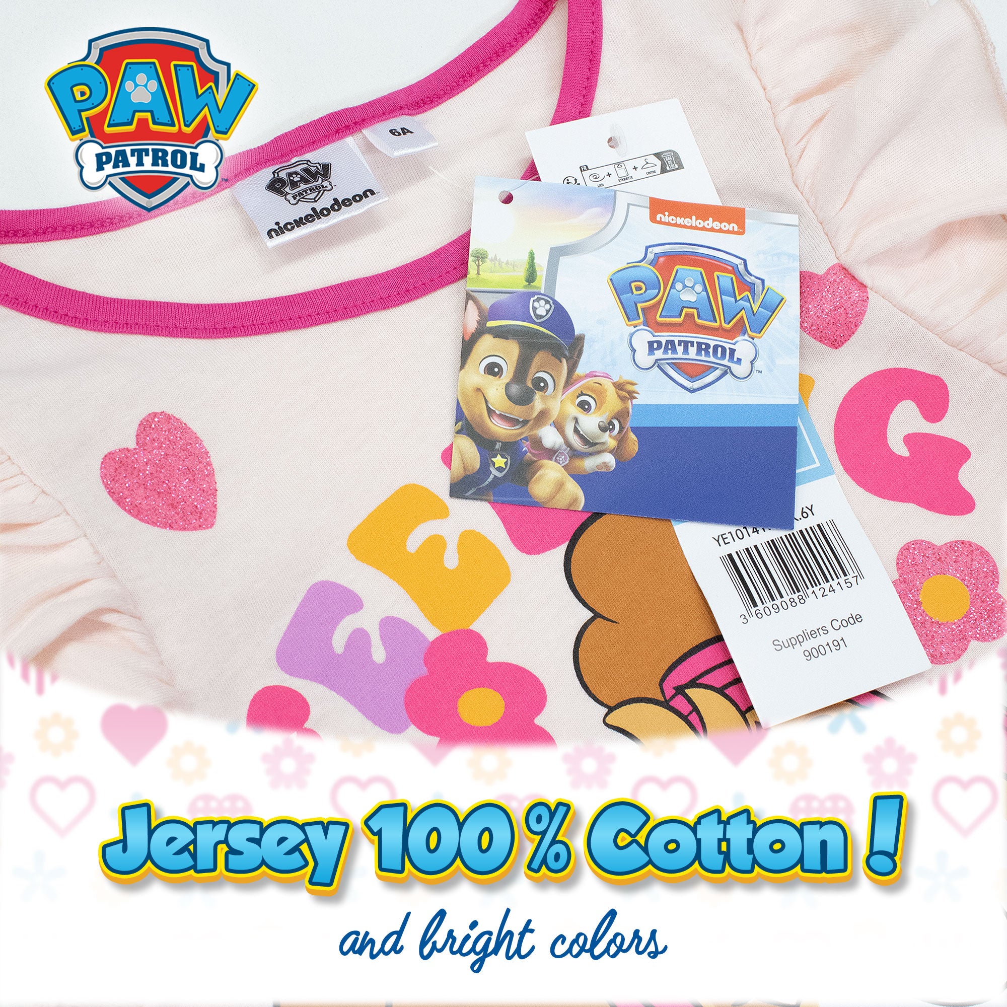 Pigiama Bambina Disney Paw Patrol in Cotone Leggero corto con volant 7084