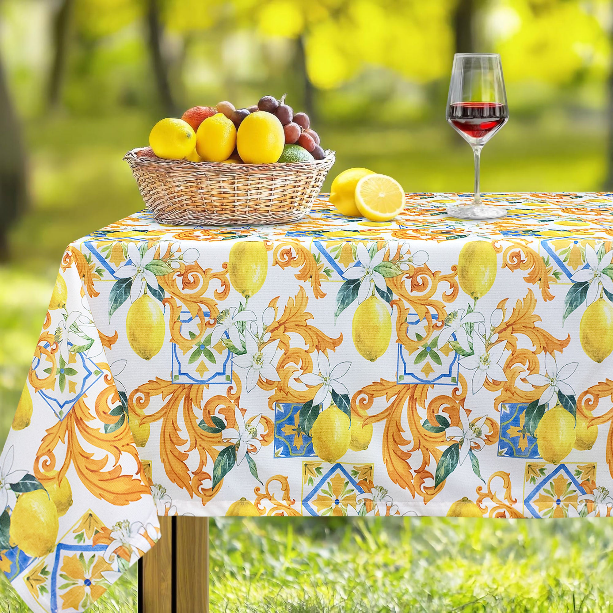 Tovaglia antimacchia copritavolo impermeabile vietrese limoni varie misure 7086