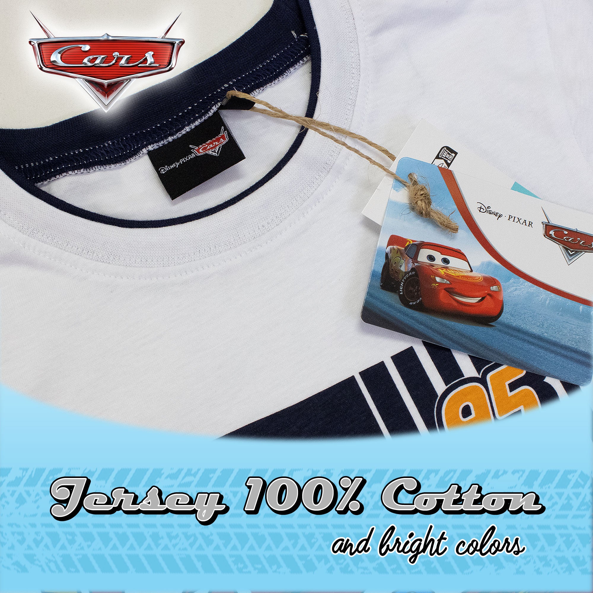 Completo bambino Disney Cars t-shirt e pantalone corto estivo in cotone 7087