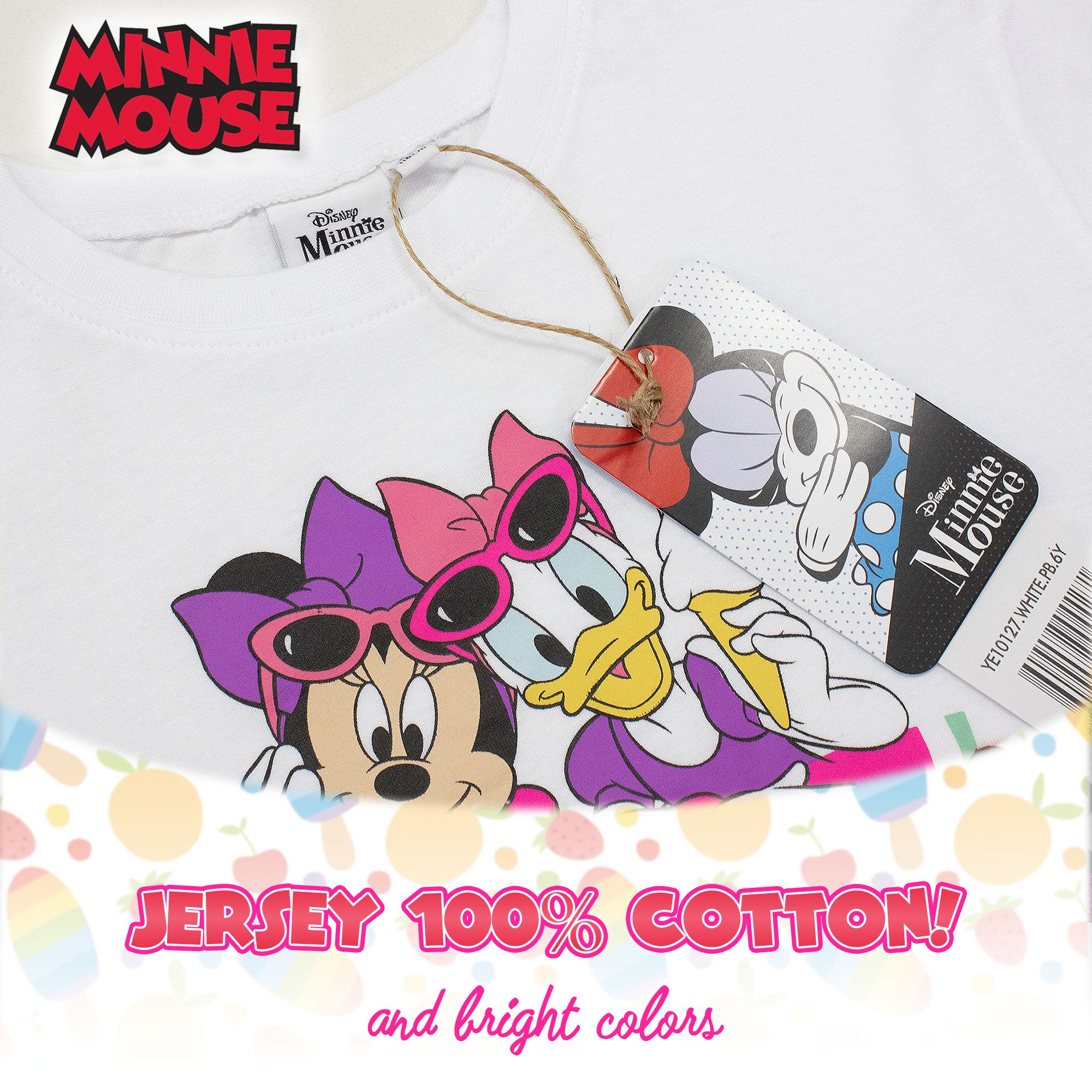 T-shirt Disney Minnie Mouse e Paperina bambina maglia maniche corte cotone 7091