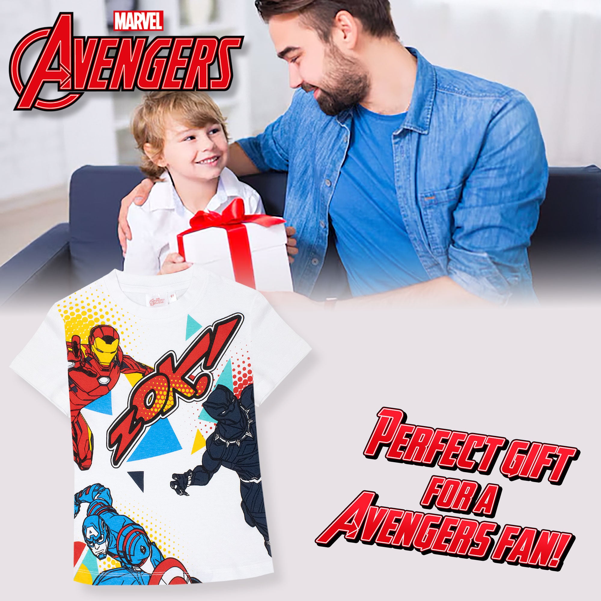 T-shirt Marvel Avengers maglia bambino mezze maniche in cotone 7092