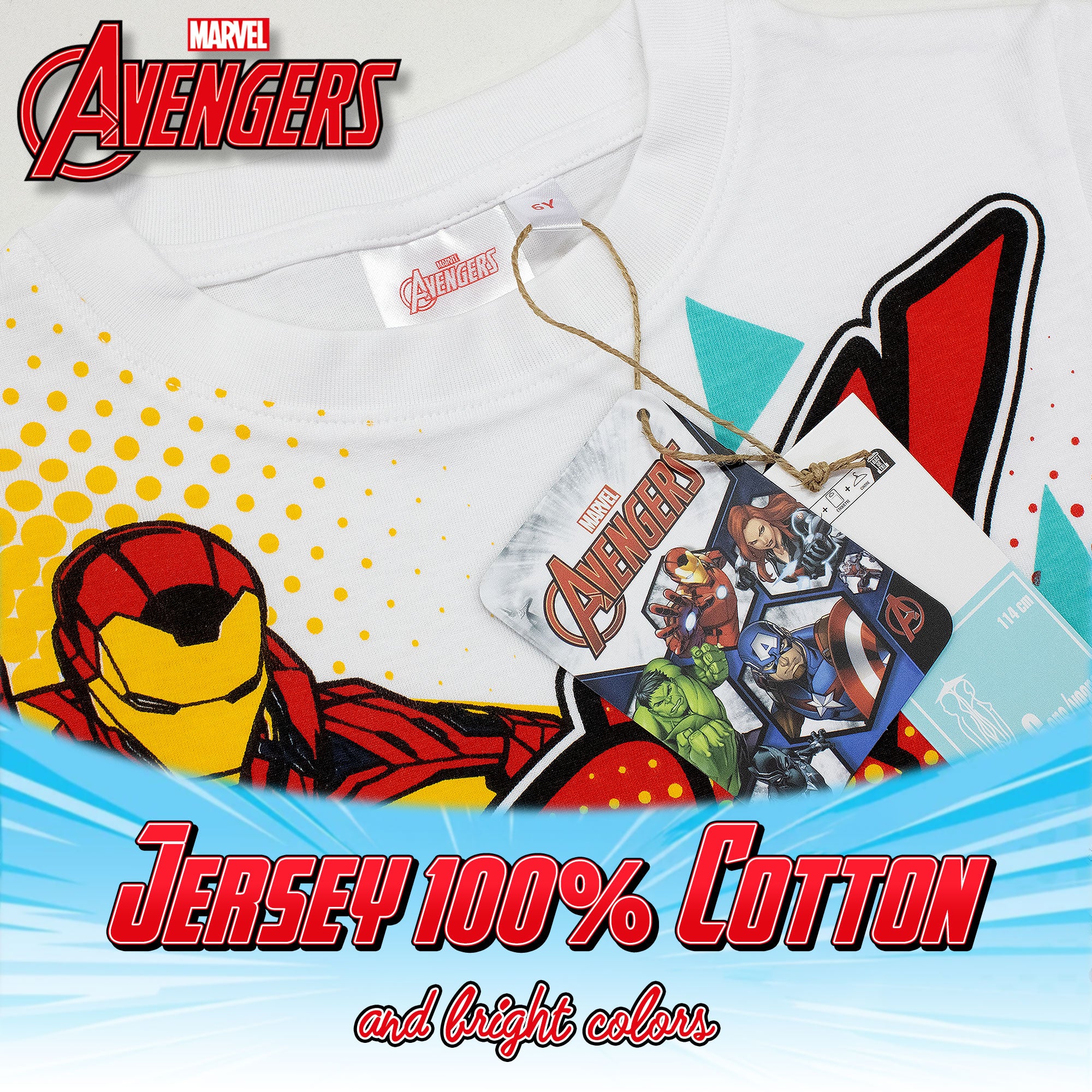 T-shirt Marvel Avengers maglia bambino mezze maniche in cotone 7092