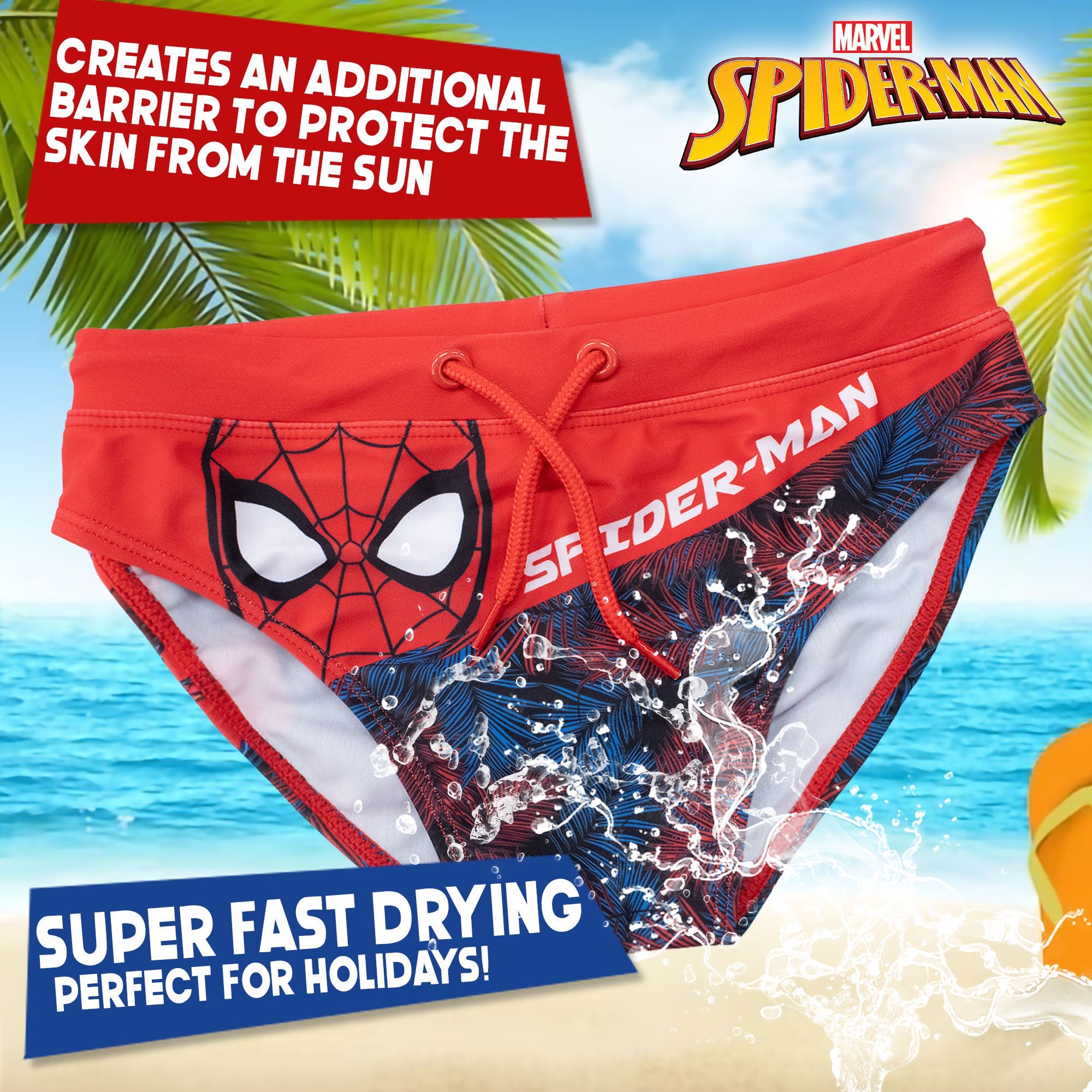 Costume da bagno Marvel Spiderman per bambino mutandina slip mare bimbo 7095