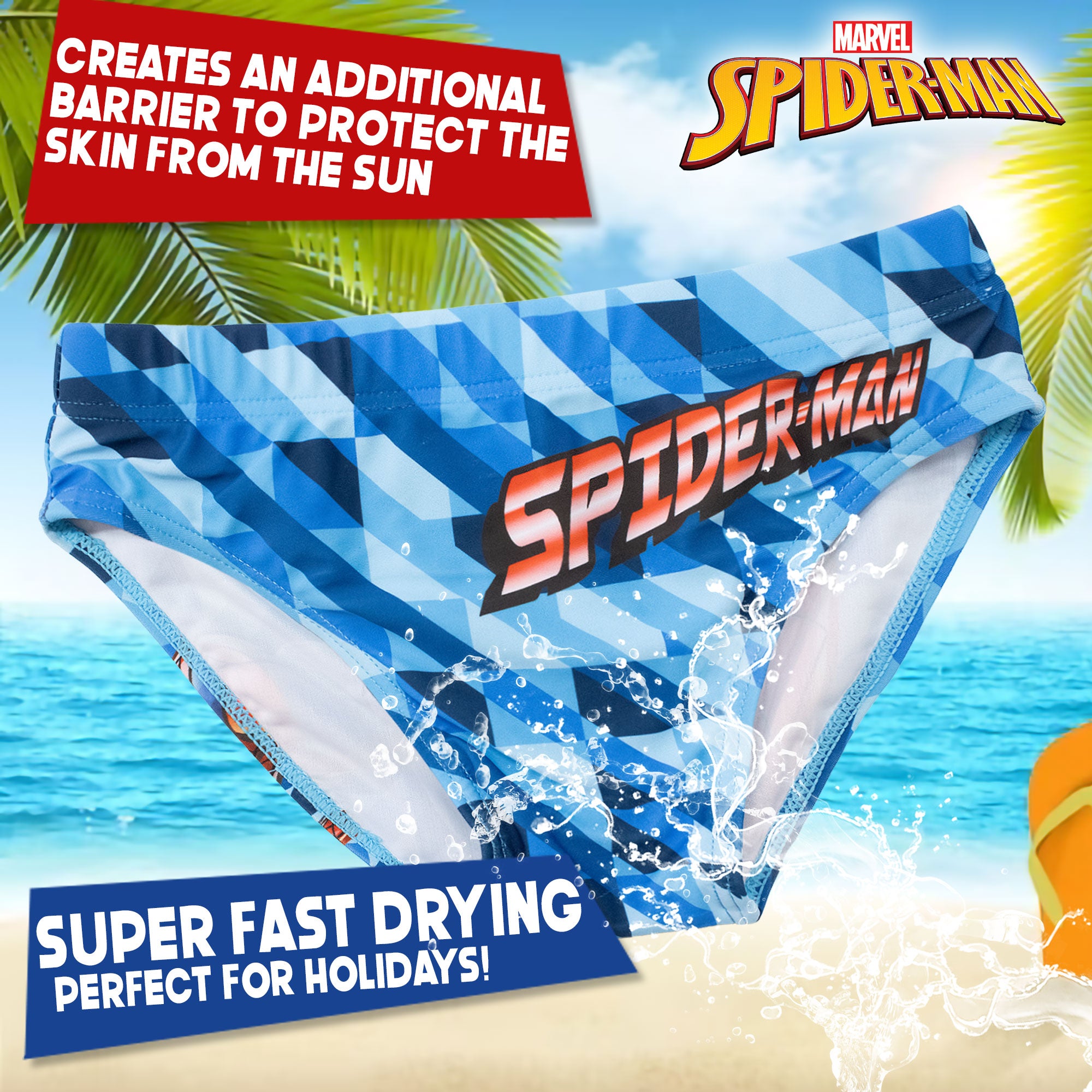 Costume da bagno Marvel Spiderman per bambino mutandina slip mare bimbo 7096