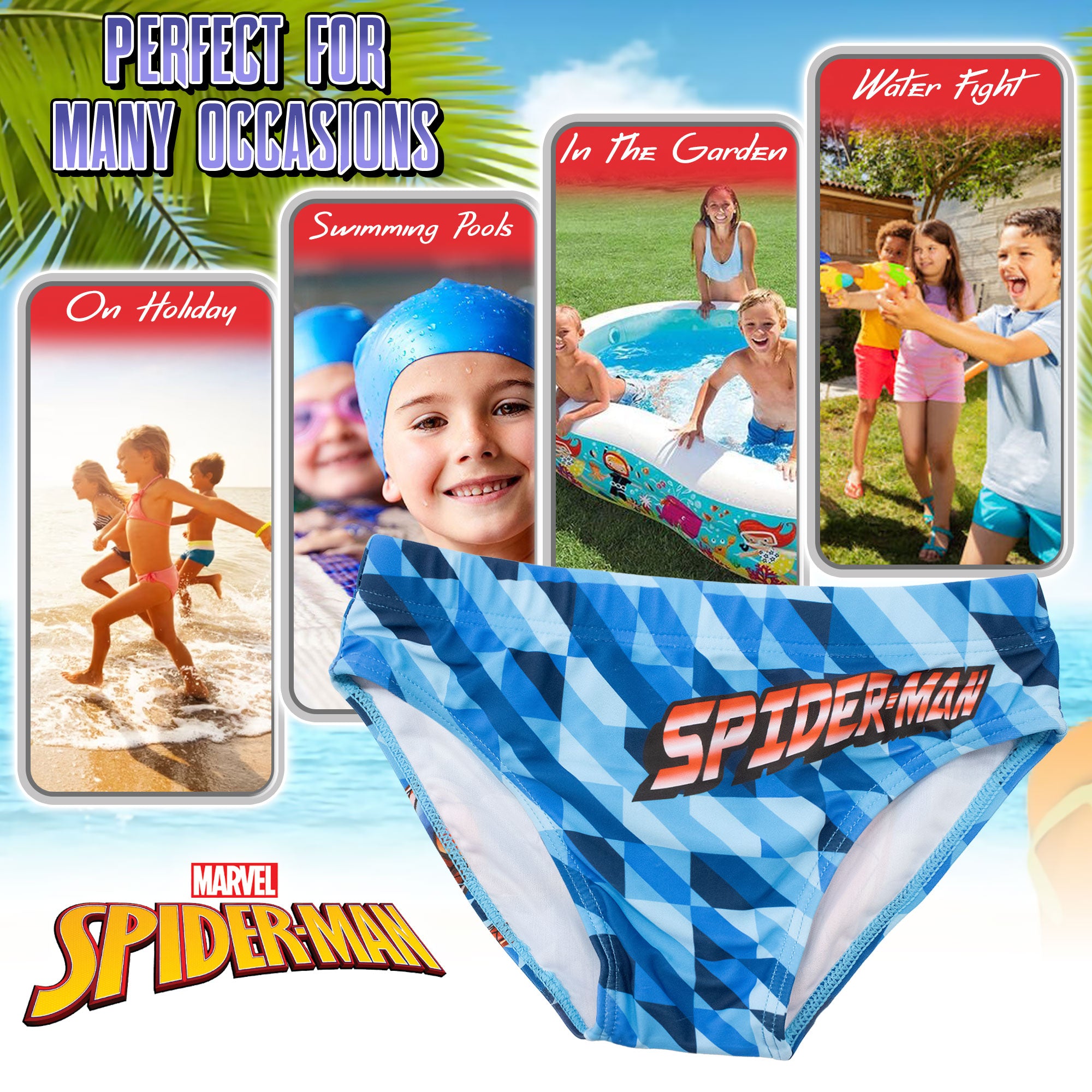 Costume da bagno Marvel Spiderman per bambino mutandina slip mare bimbo 7096