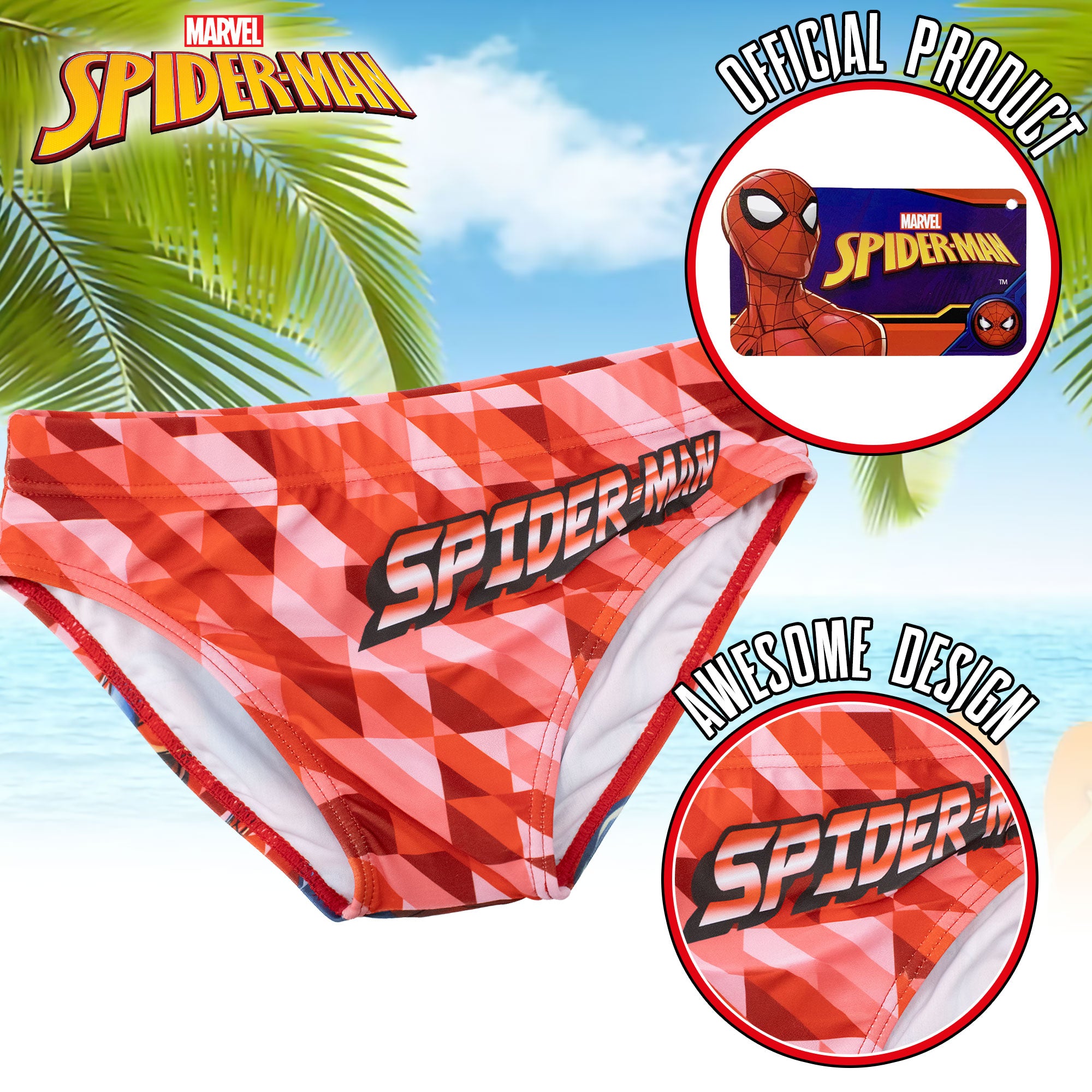 Costume da bagno Marvel Spiderman per bambino mutandina slip mare bimbo 7096