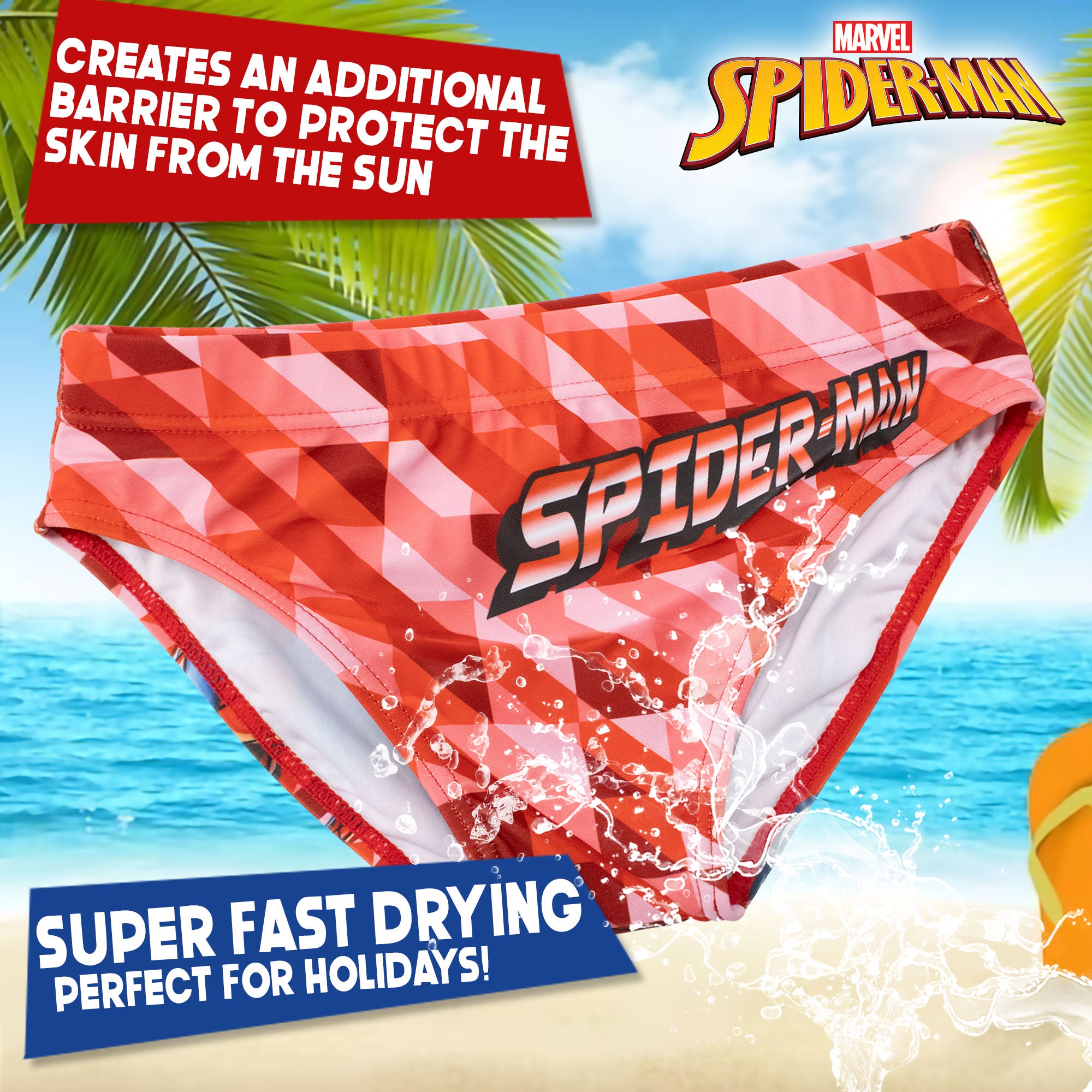 Costume da bagno Marvel Spiderman per bambino mutandina slip mare bimbo 7096