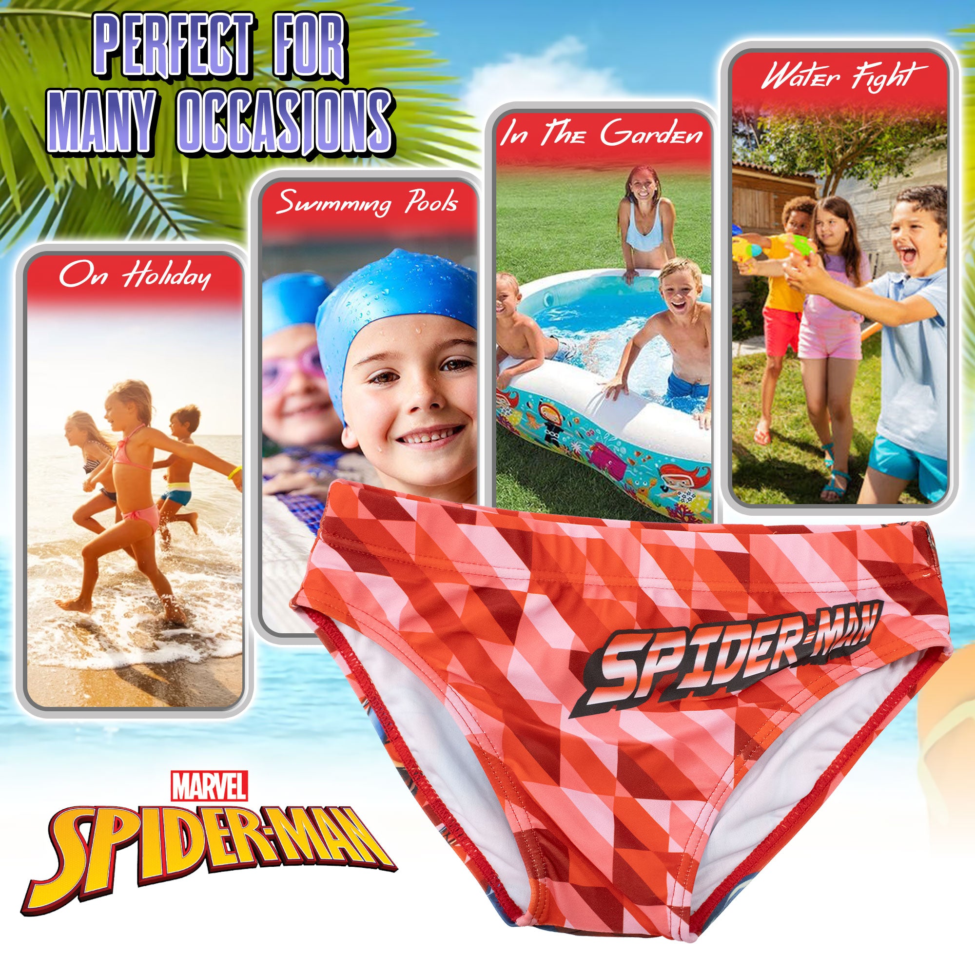 Costume da bagno Marvel Spiderman per bambino mutandina slip mare bimbo 7096