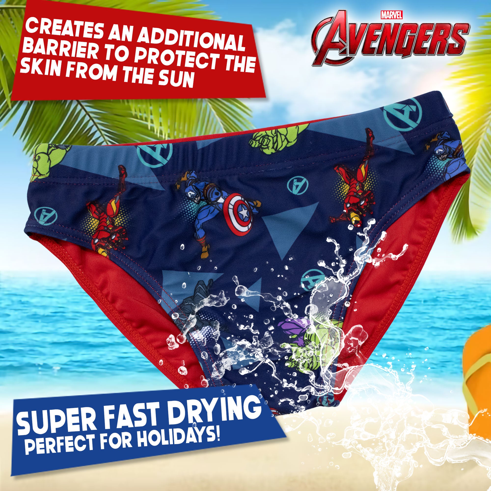Costume da bagno Marvel Avengers per bambino mutandina slip mare bimbo 7098