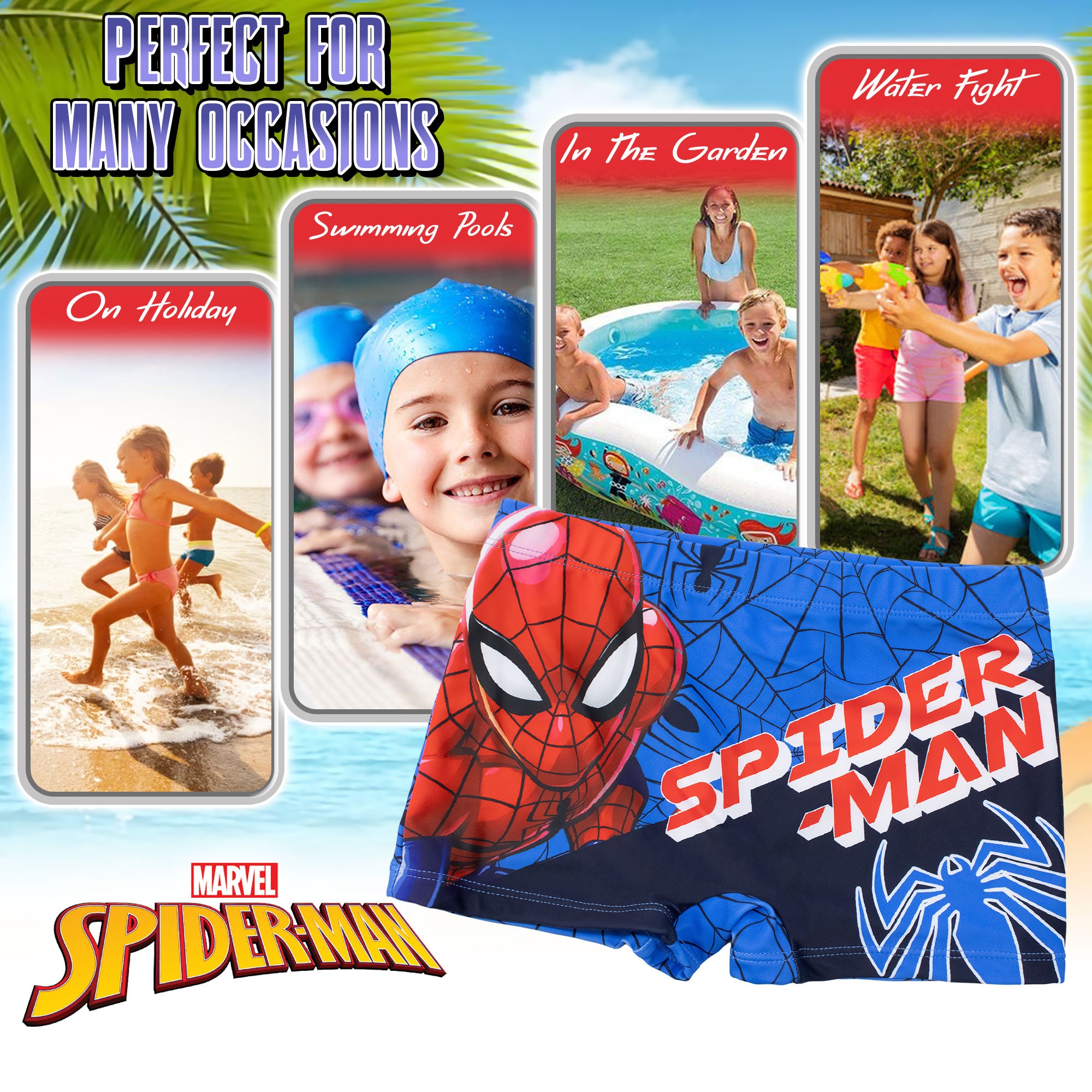 Costume bagno Marvel Spiderman bambino pantaloncino mare parigamba bimbo 7099