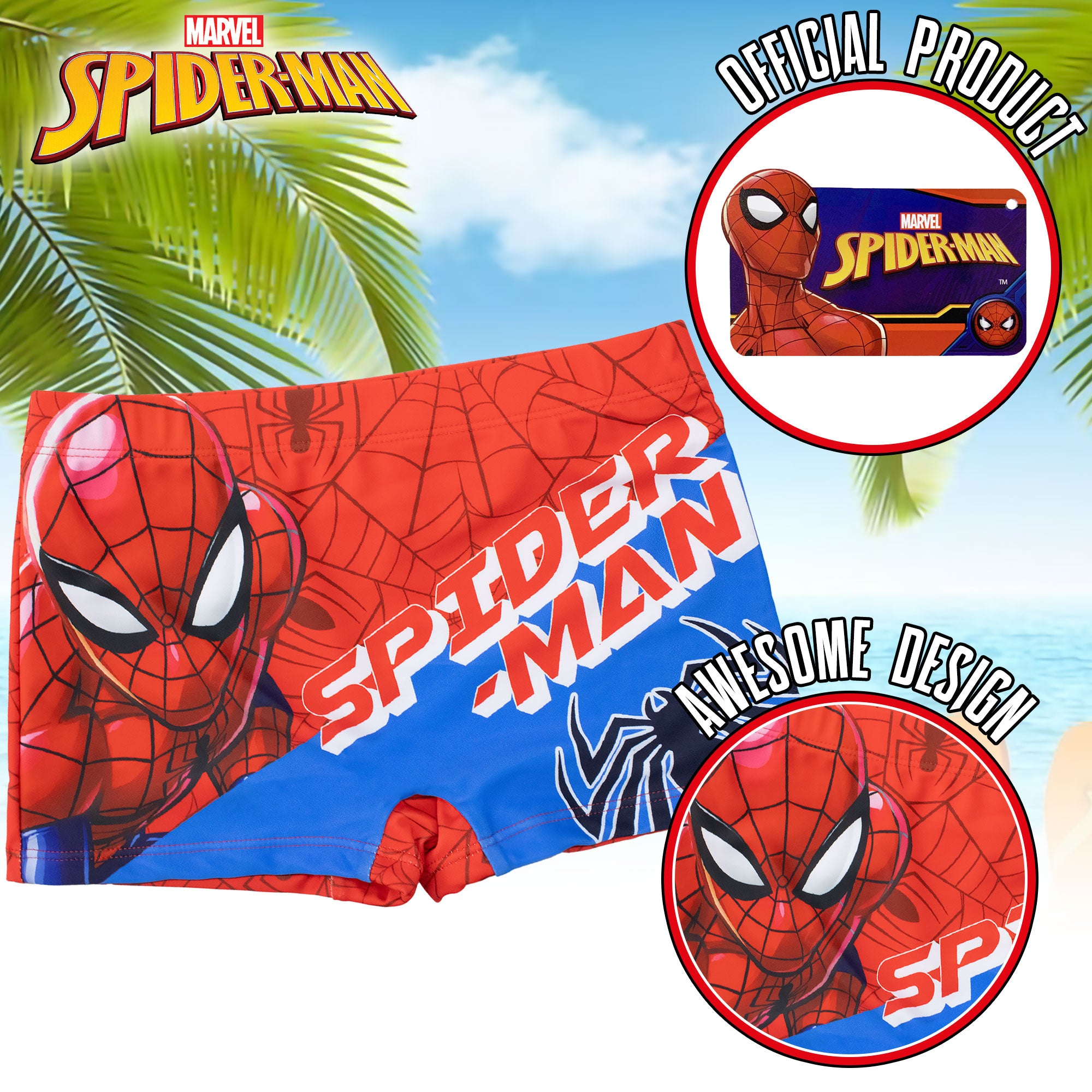 Costume bagno Marvel Spiderman bambino pantaloncino mare parigamba bimbo 7099