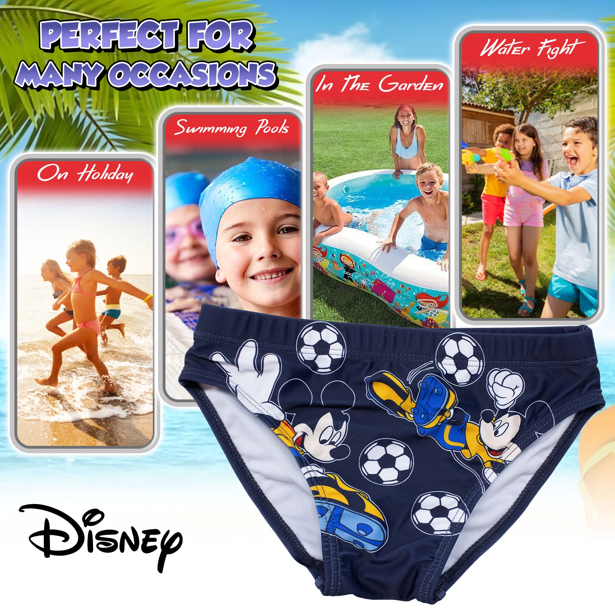topolino handschuhe 3/4 Disney Mickey Mouse Badeanzug für Jungen, Mickey Mouse Badehose