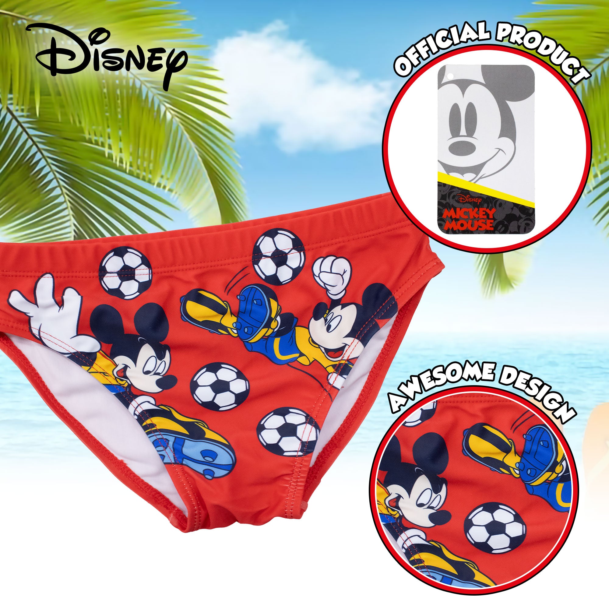 Costume bagno Disney Mickey Mouse bambino slip mare Topolino