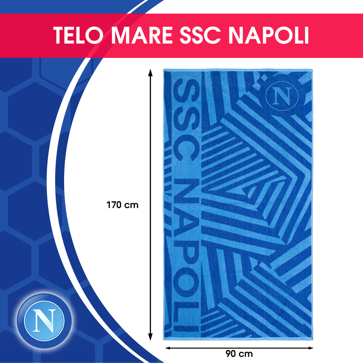 Telo mare SSC Napoli in spugna di cotone 90x170cm Prodotto Ufficiale 7119