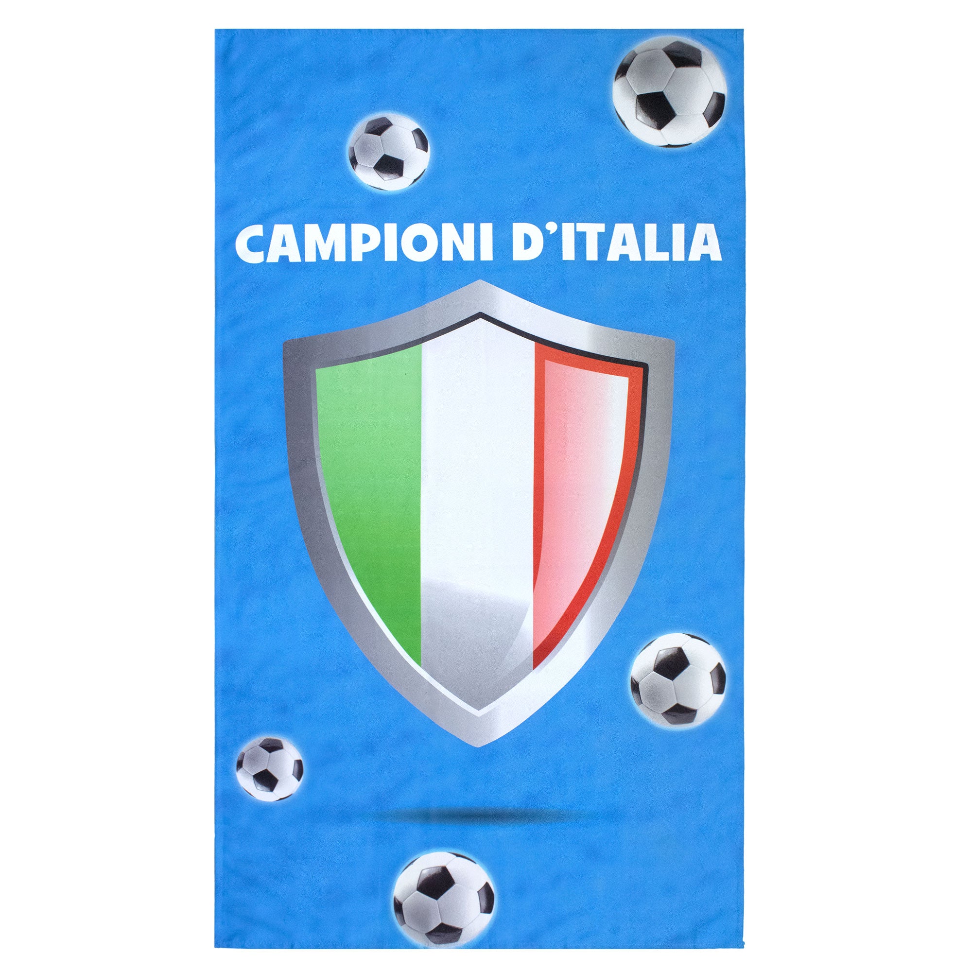 Telo mare Scudetto Campioni d'Italia microfibra Azzurro 90x160cm Tricolore 7124