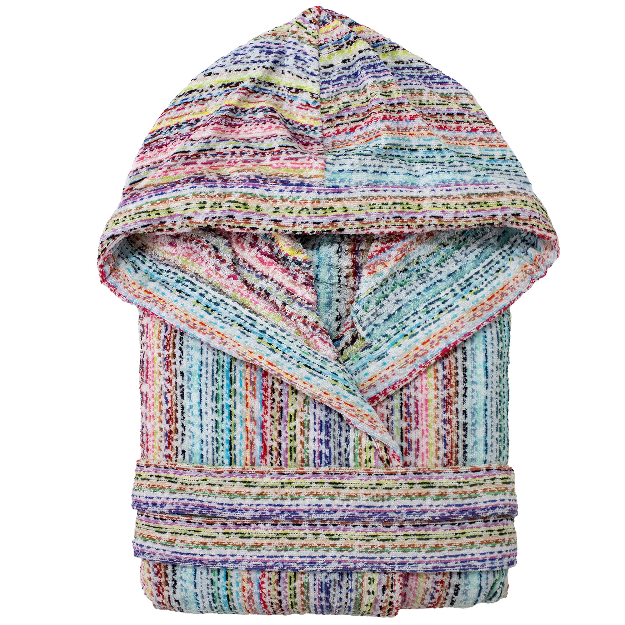 Accappatoio uomo donna in spugna velour cinigliato con cappuccio Jacquard 7126