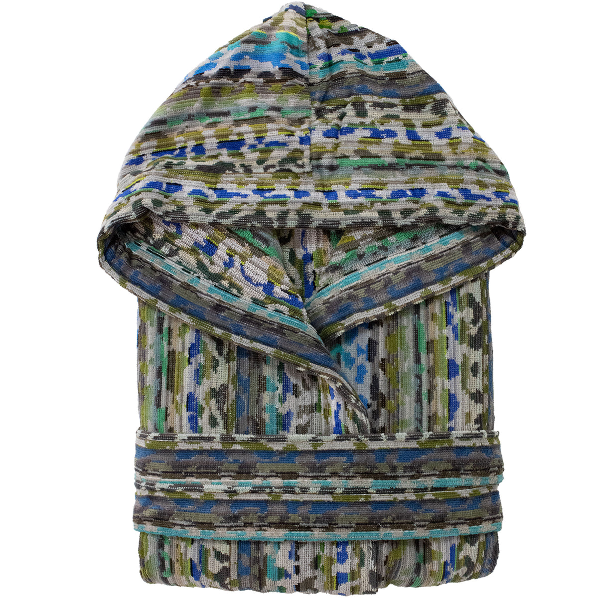 Accappatoio uomo donna in spugna velour cinigliato con cappuccio Jacquard 7126