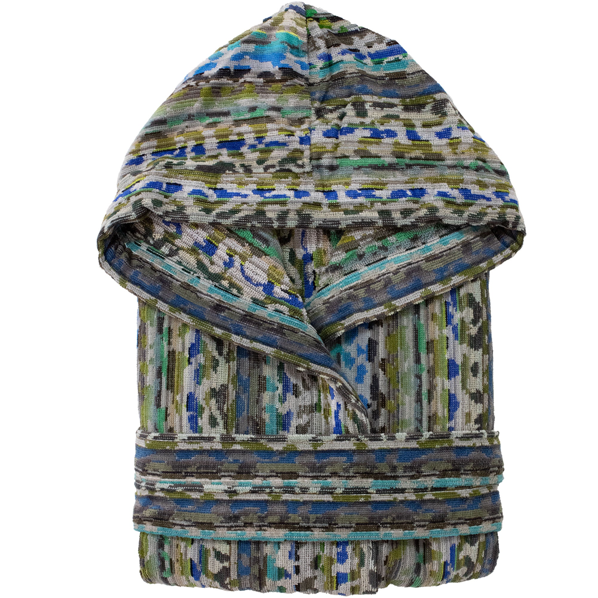 Accappatoio uomo donna in spugna velour cinigliato con cappuccio Jacquard 7126