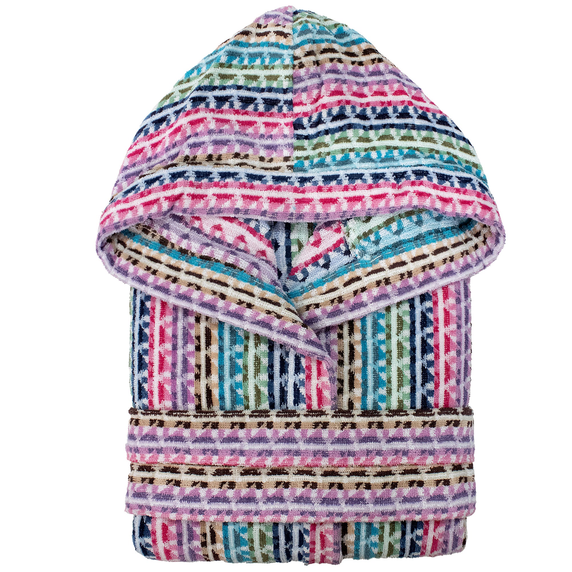 Accappatoio uomo donna in spugna velour cinigliato con cappuccio Jacquard 7126