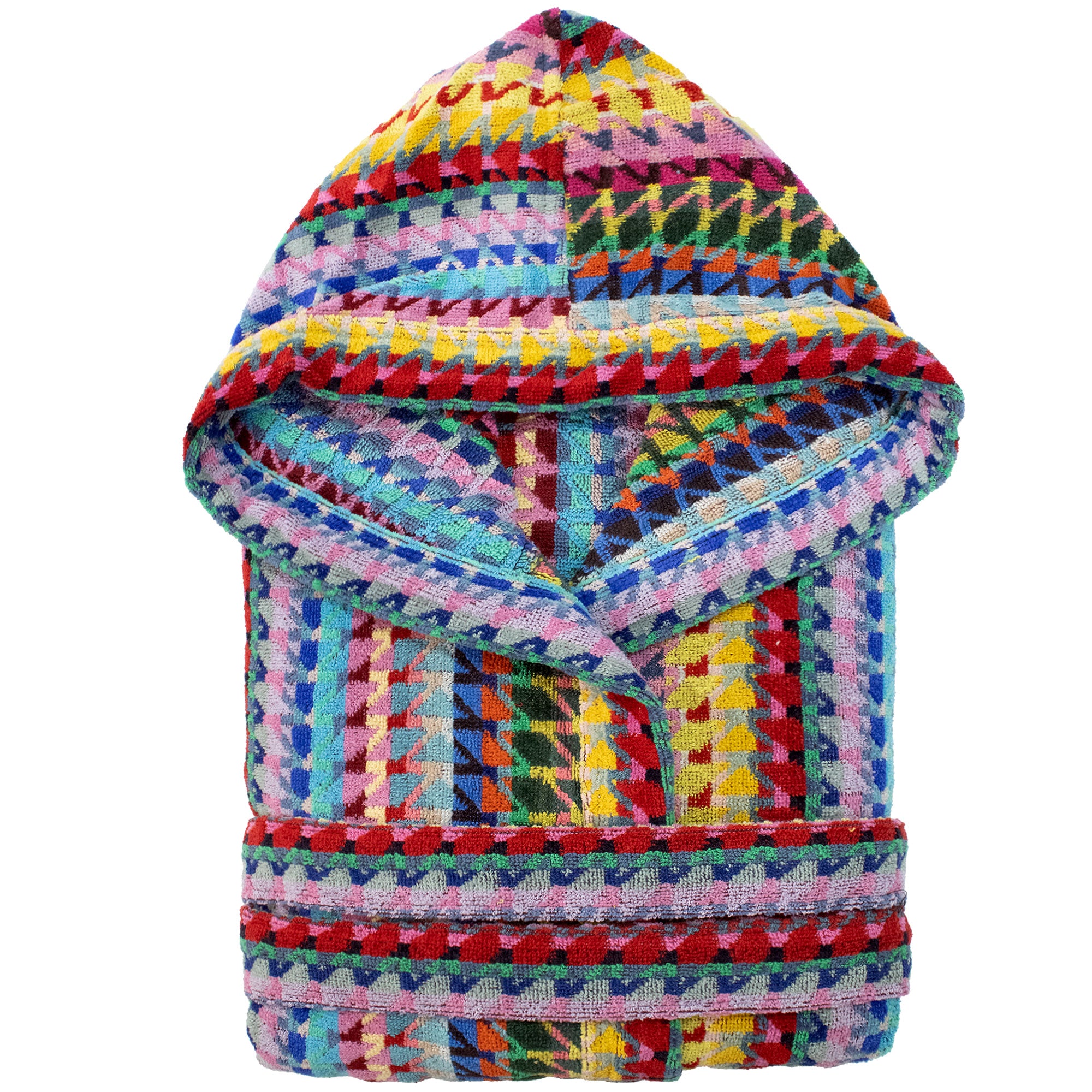 Accappatoio uomo donna in spugna velour cinigliato con cappuccio Jacquard 7126