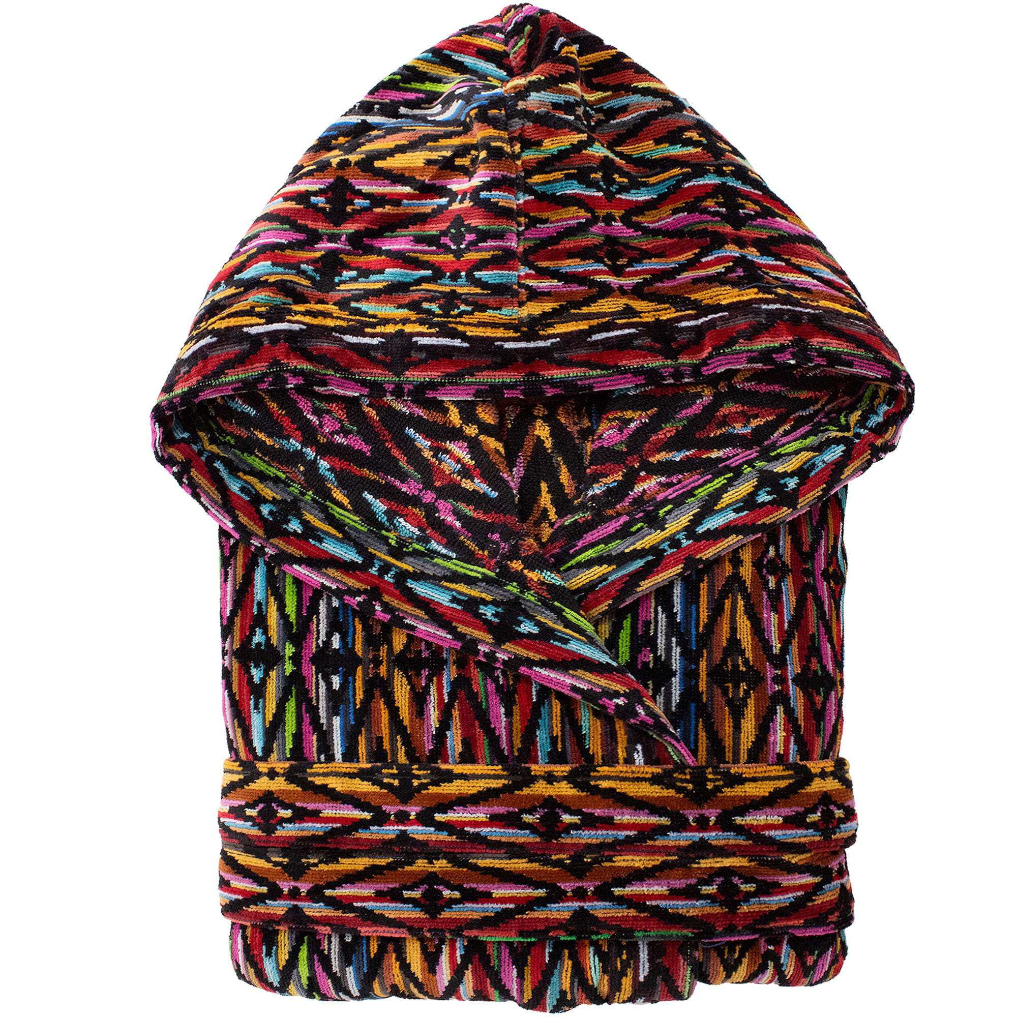 Accappatoio uomo donna in spugna velour cinigliato con cappuccio Jacquard 7126