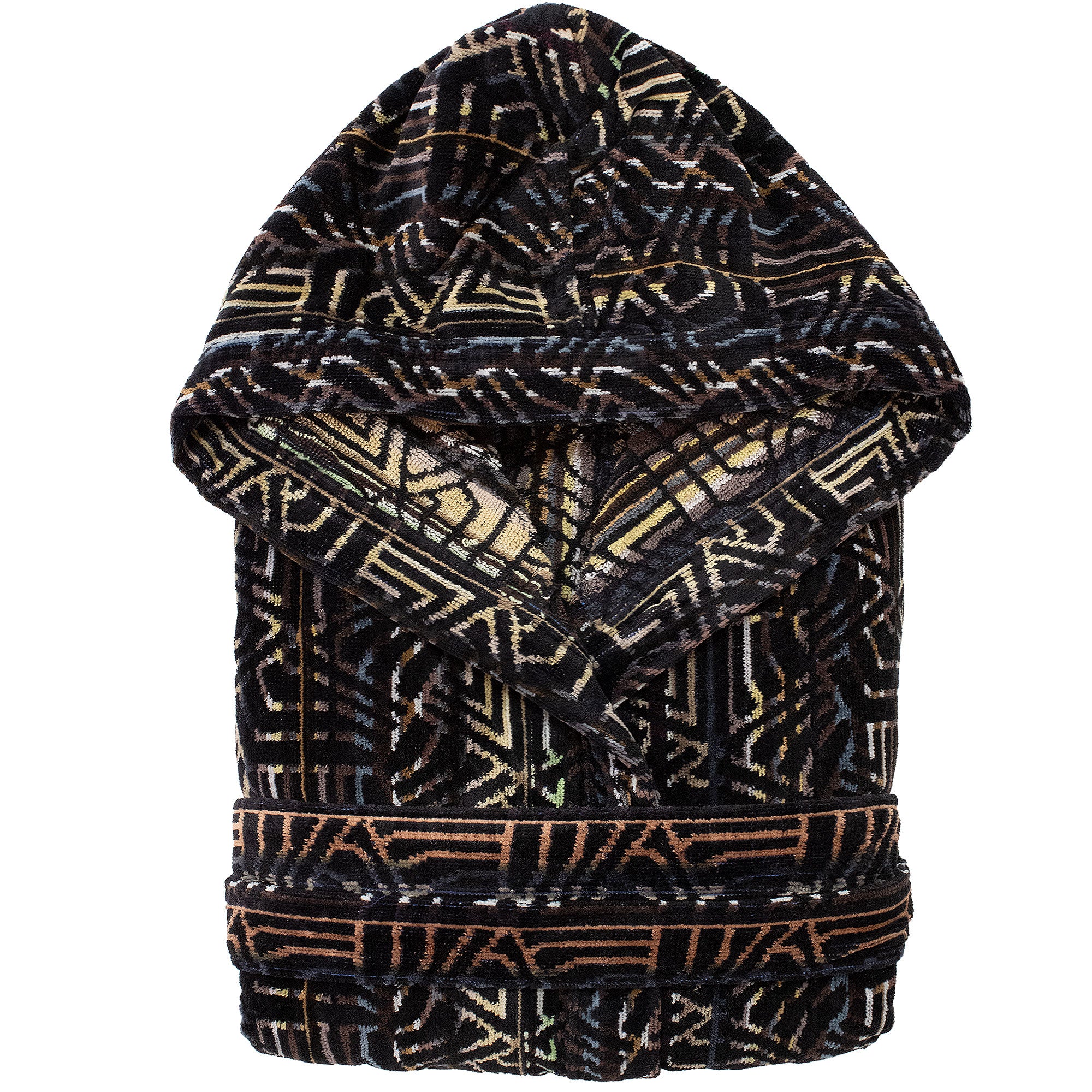 Accappatoio uomo donna in spugna velour cinigliato con cappuccio Jacquard 7126