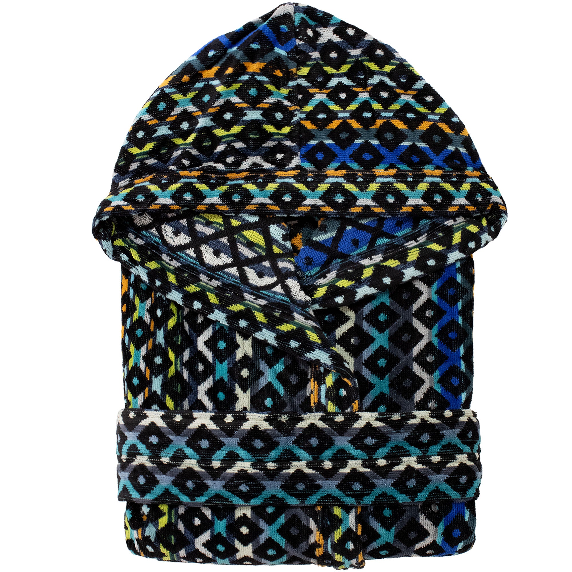 Accappatoio uomo donna in spugna velour cinigliato con cappuccio Jacquard 7126