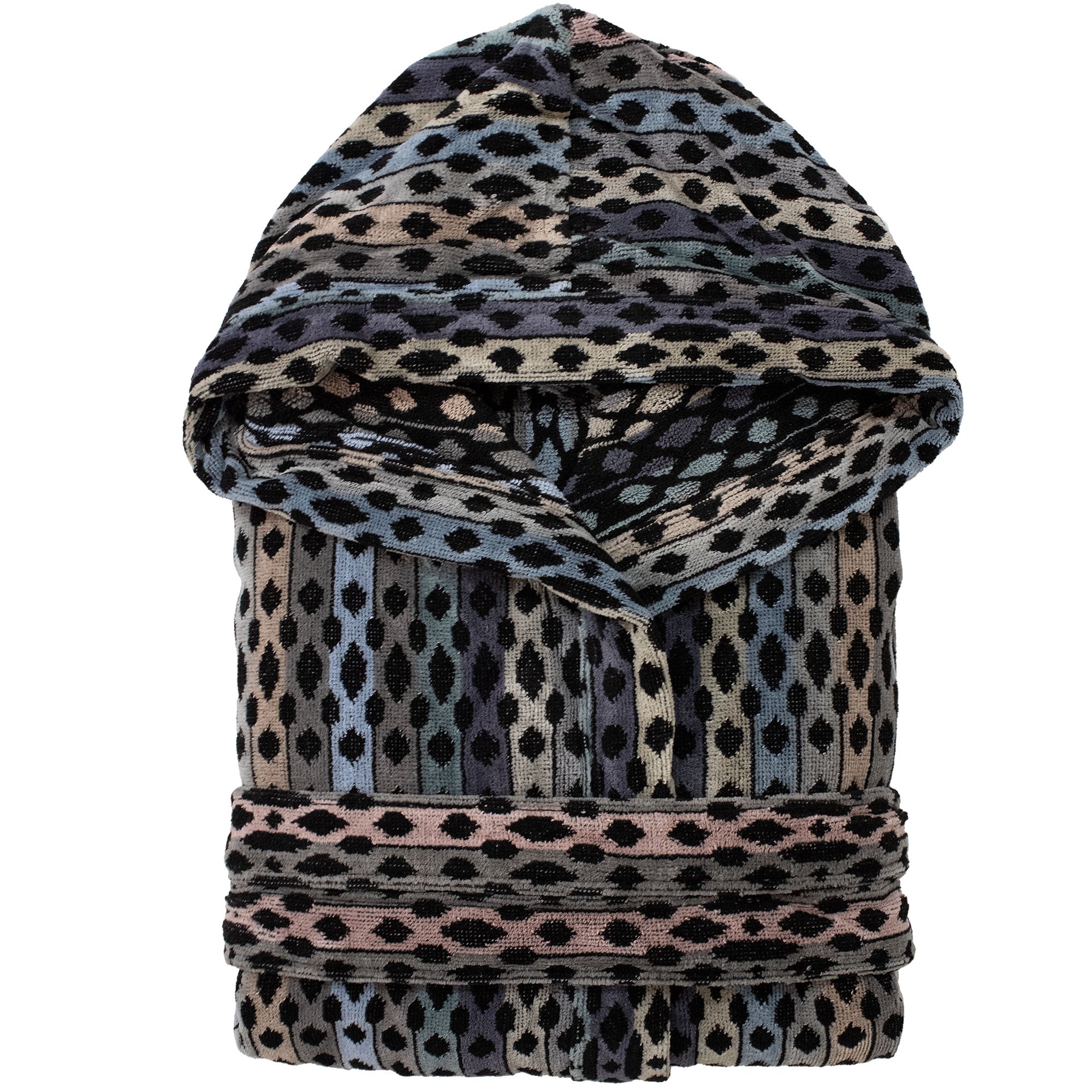 Accappatoio uomo donna in spugna velour cinigliato con cappuccio Jacquard 7126