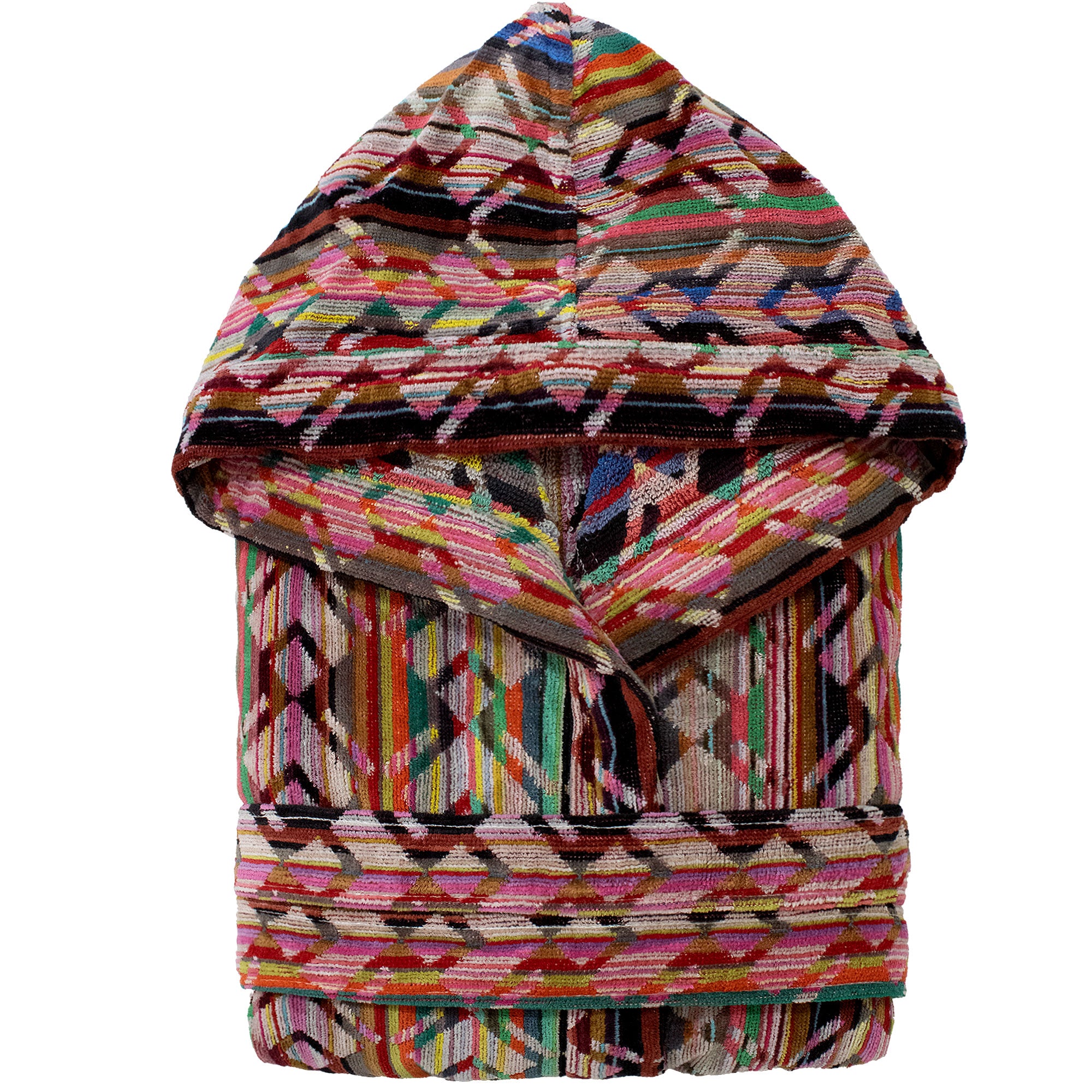 Accappatoio uomo donna in spugna velour cinigliato con cappuccio Jacquard 7126