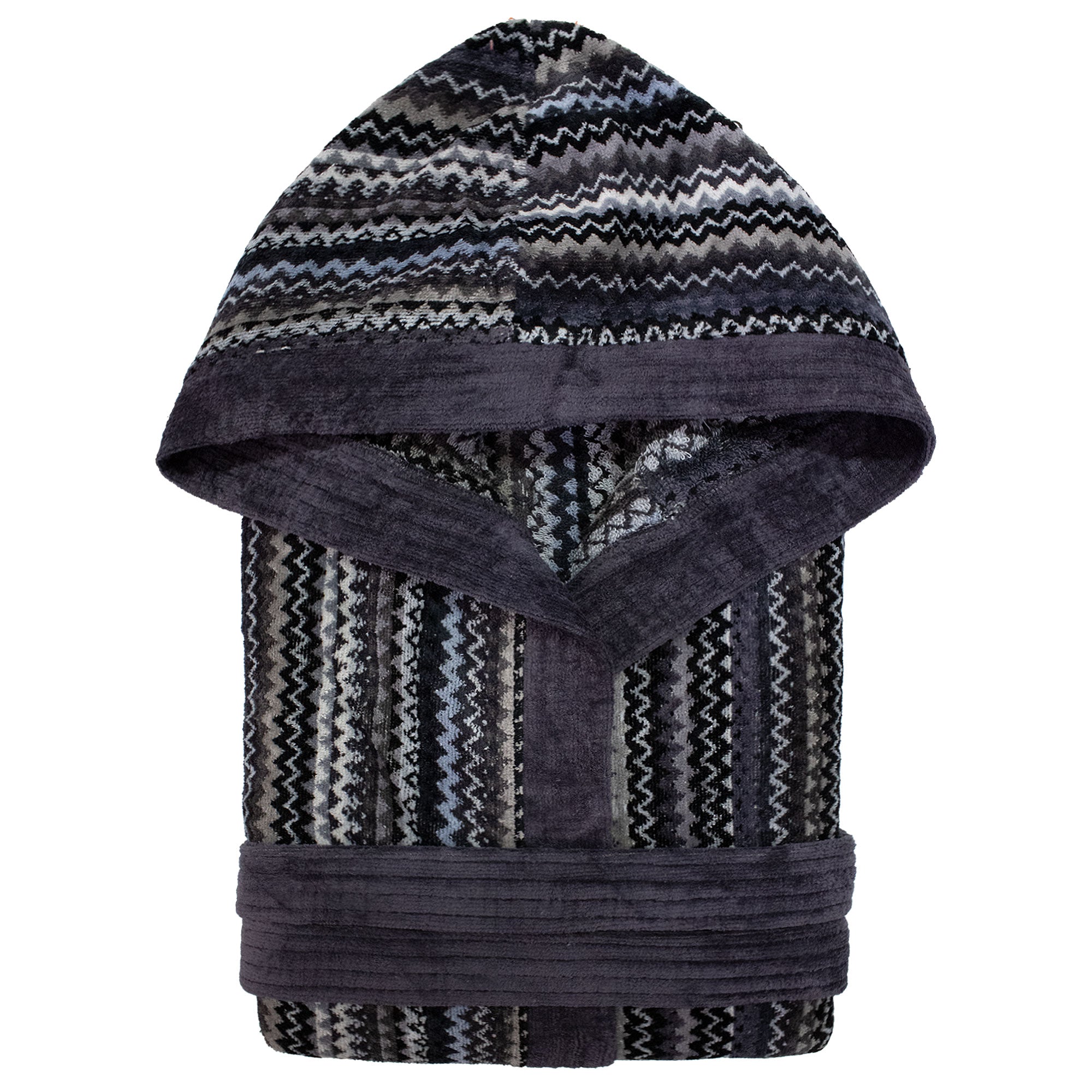 Accappatoio uomo donna in spugna velour cinigliato con cappuccio Jacquard 7126