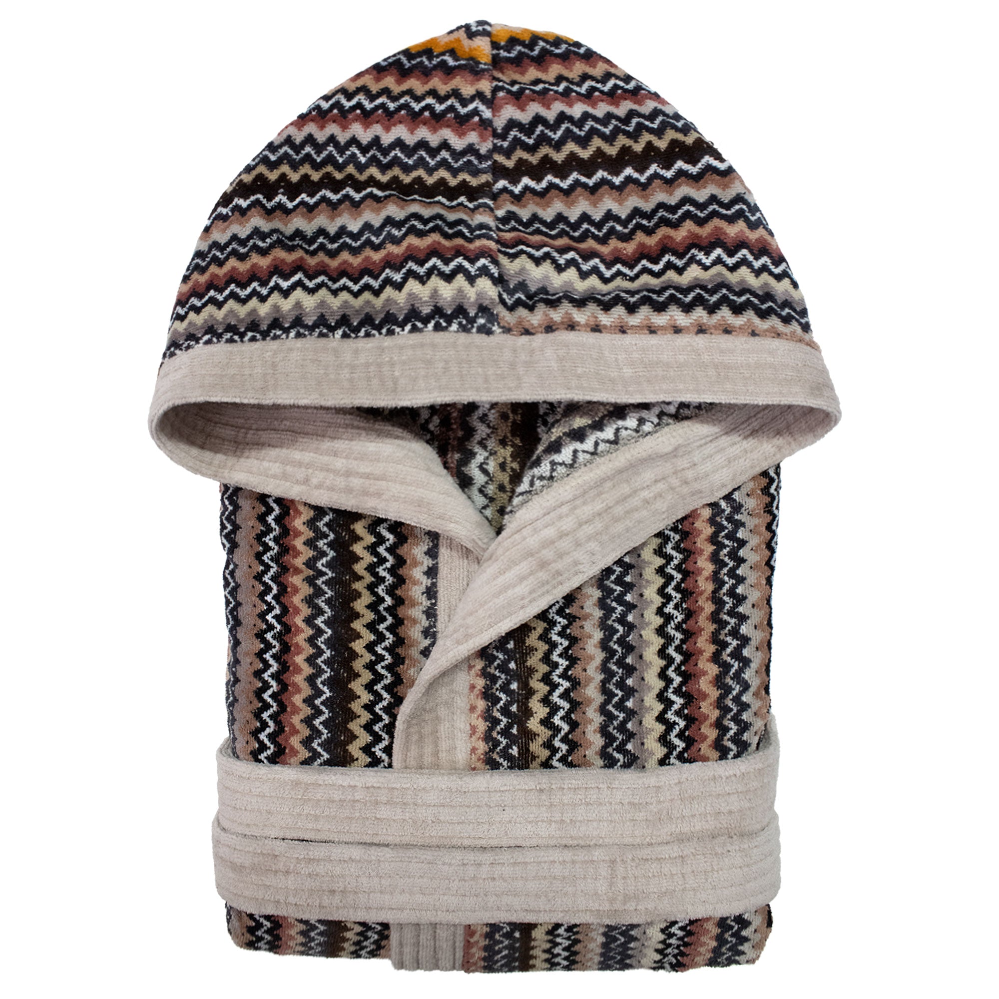 Accappatoio uomo donna in spugna velour cinigliato con cappuccio Jacquard 7126