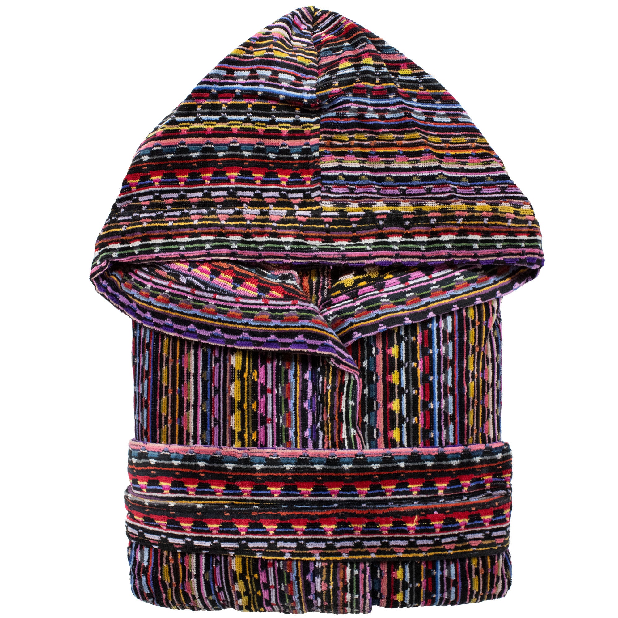 Accappatoio uomo donna in spugna velour cinigliato con cappuccio Jacquard 7126