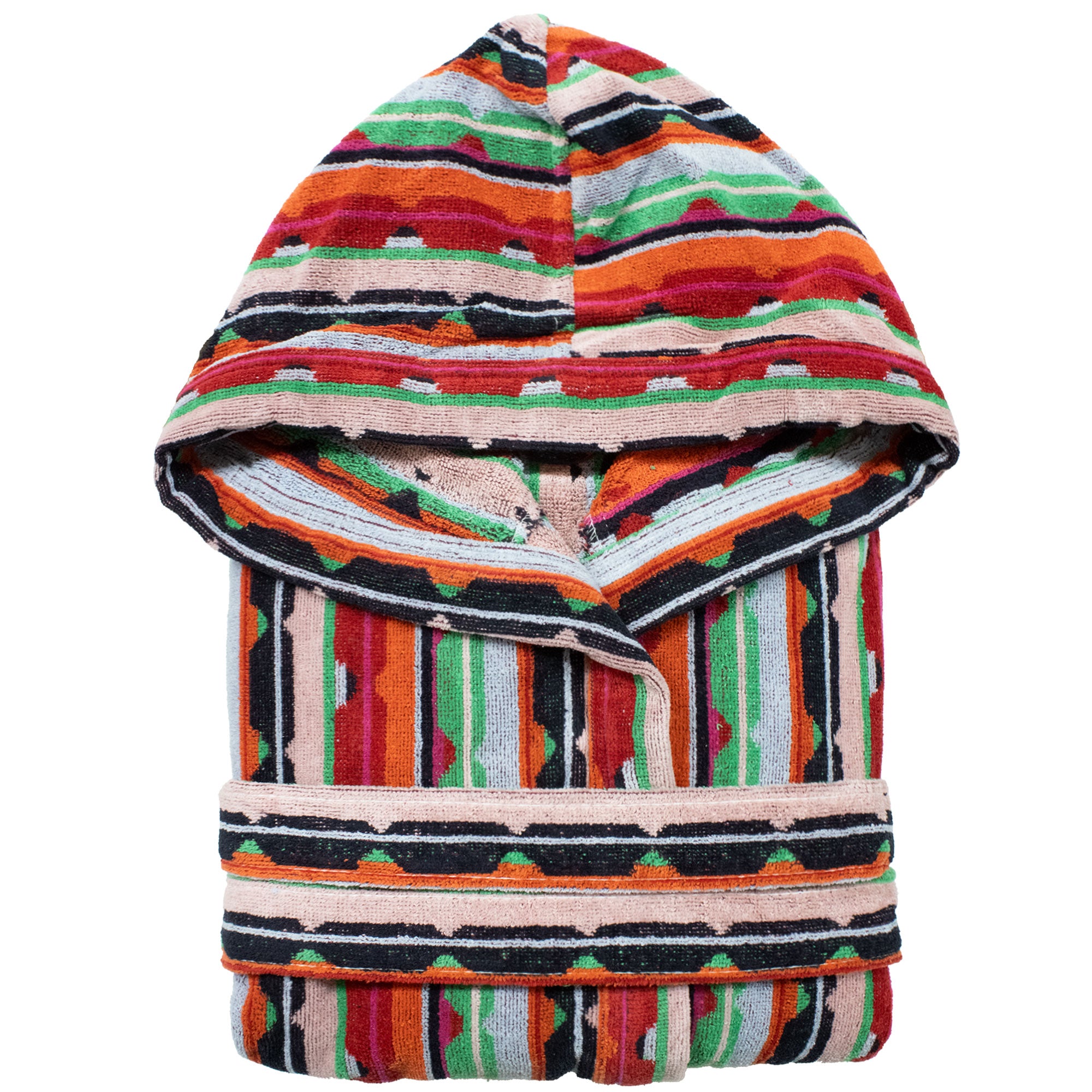 Accappatoio uomo donna in spugna velour cinigliato con cappuccio Jacquard 7126