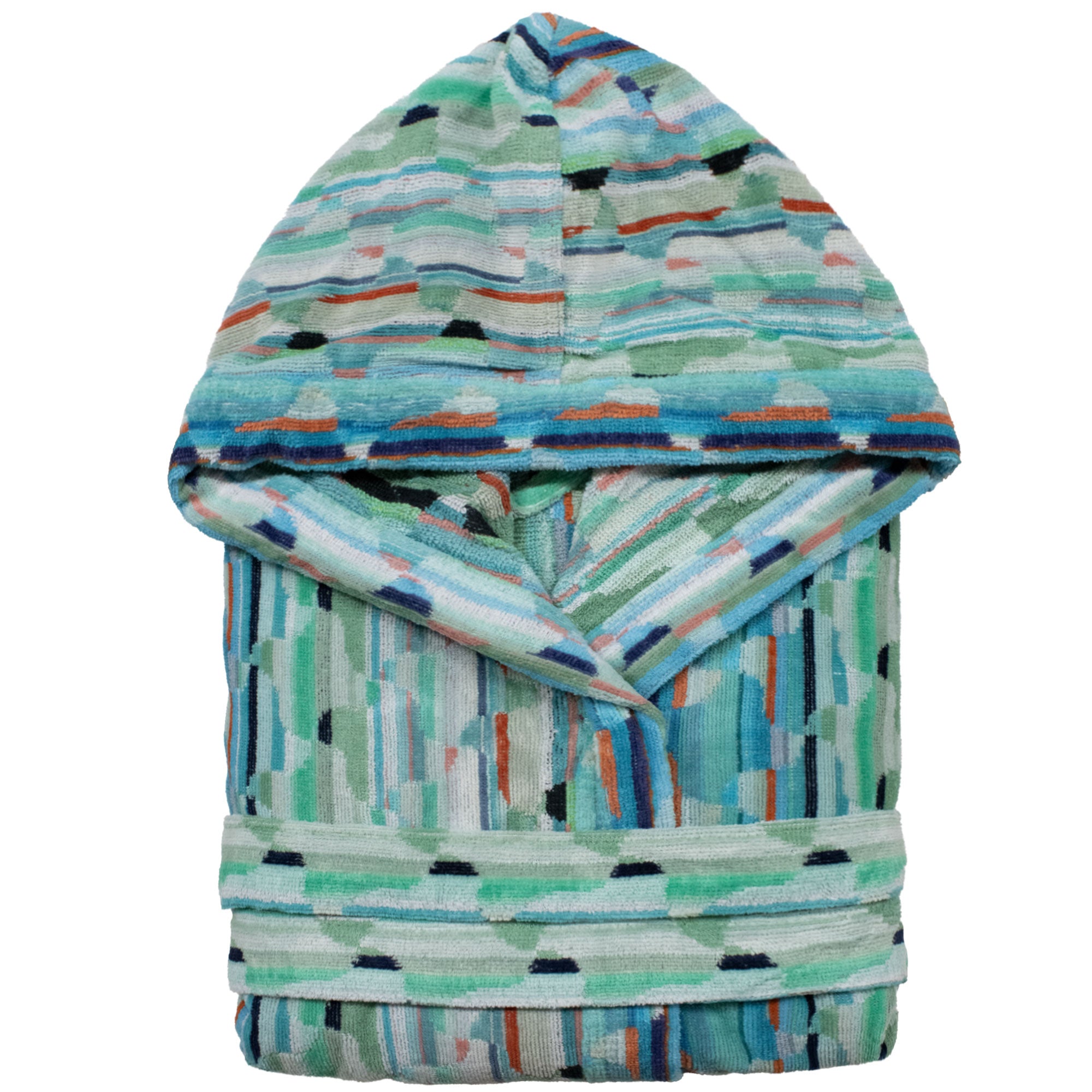 Accappatoio uomo donna in spugna velour cinigliato con cappuccio Jacquard 7126