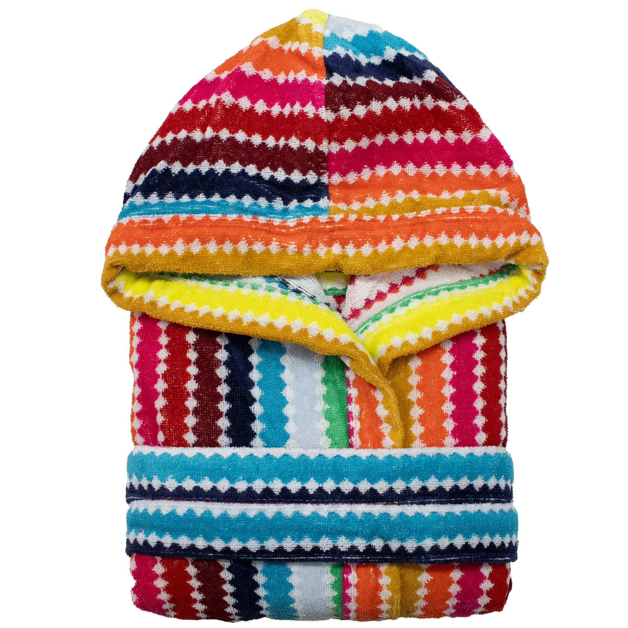 Accappatoio uomo donna in spugna velour cinigliato con cappuccio Jacquard 7126