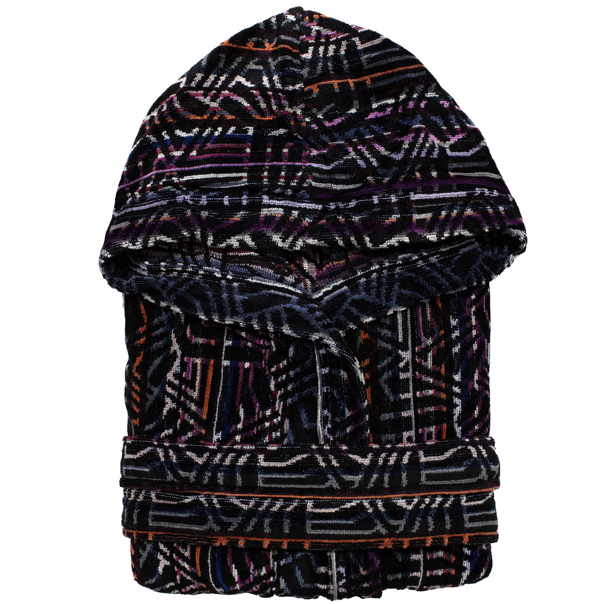 Accappatoio uomo donna in spugna velour cinigliato con cappuccio Jacquard 7126