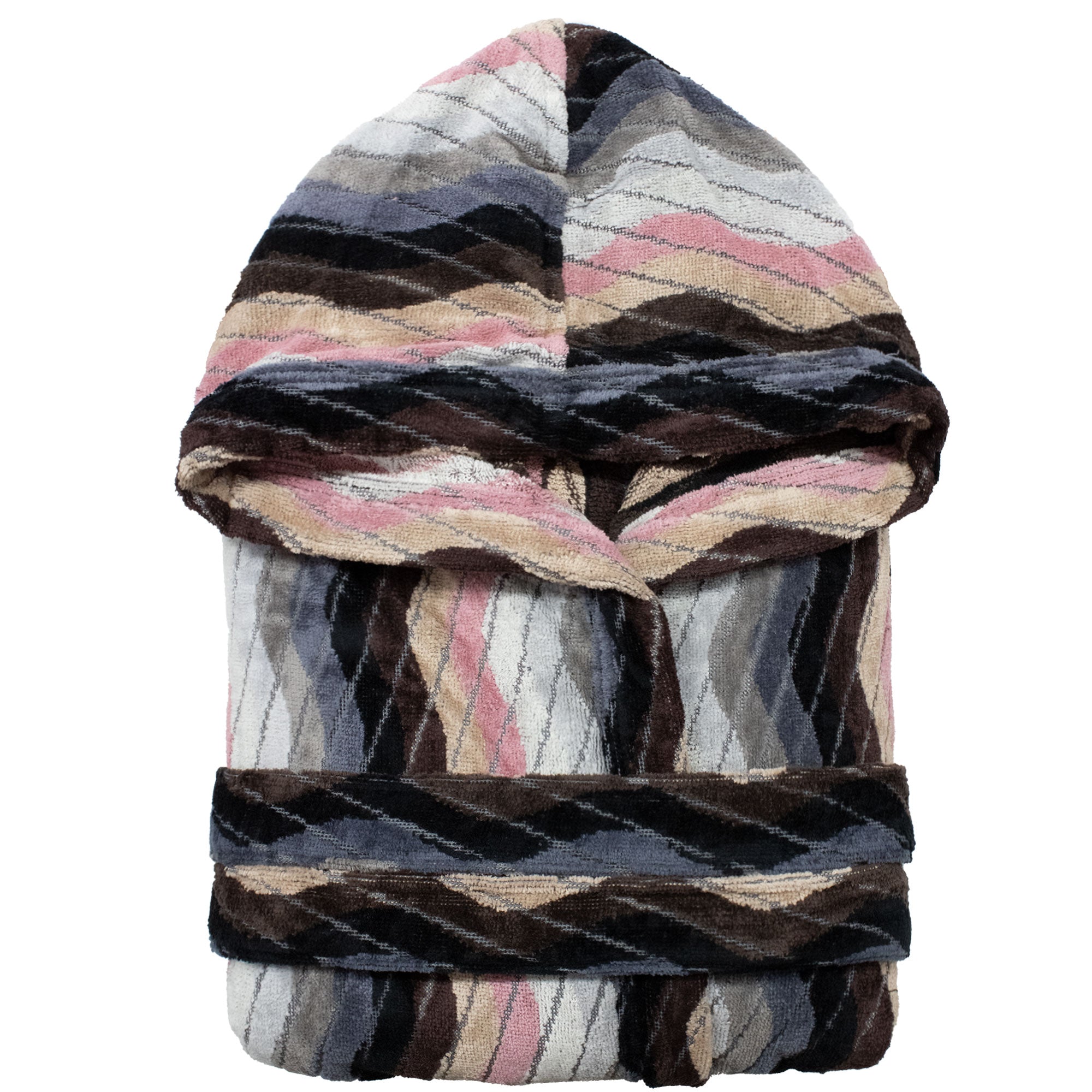 Accappatoio uomo donna in spugna velour cinigliato con cappuccio Jacquard 7126