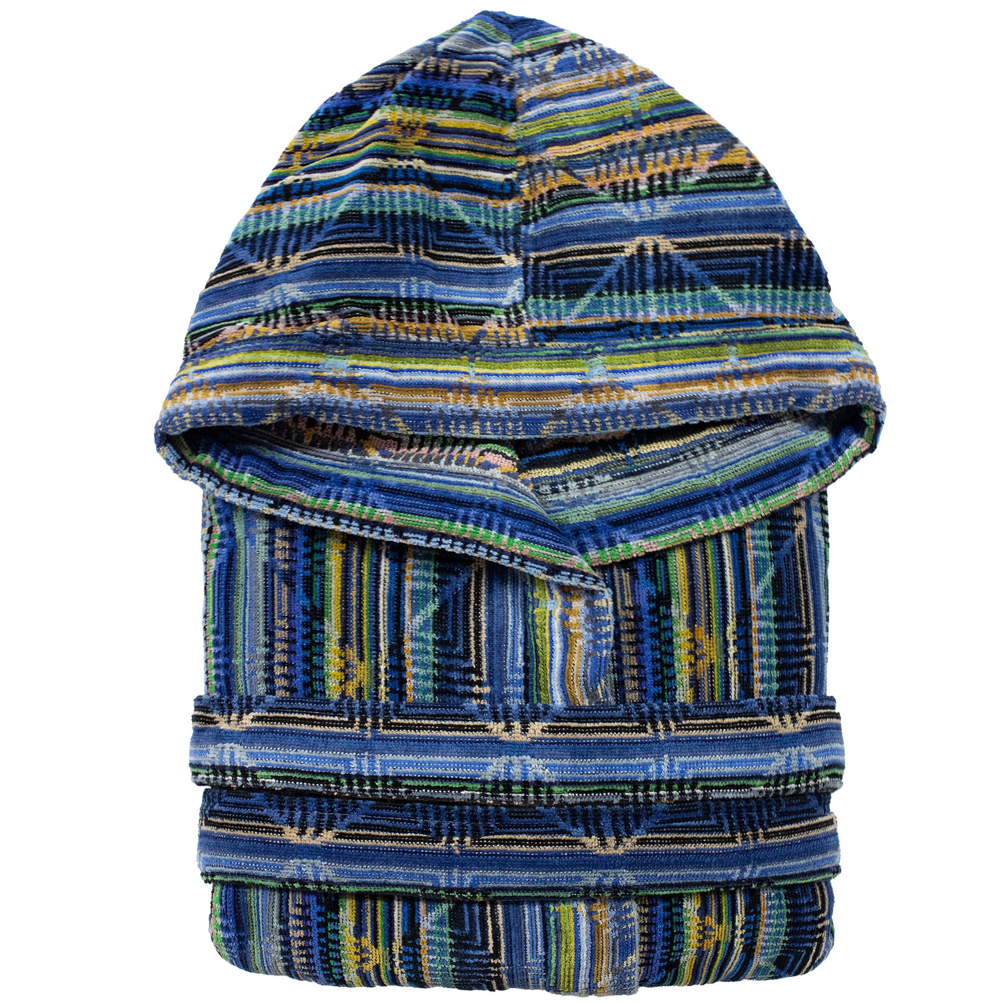 Accappatoio uomo donna in spugna velour cinigliato con cappuccio Jacquard 7126