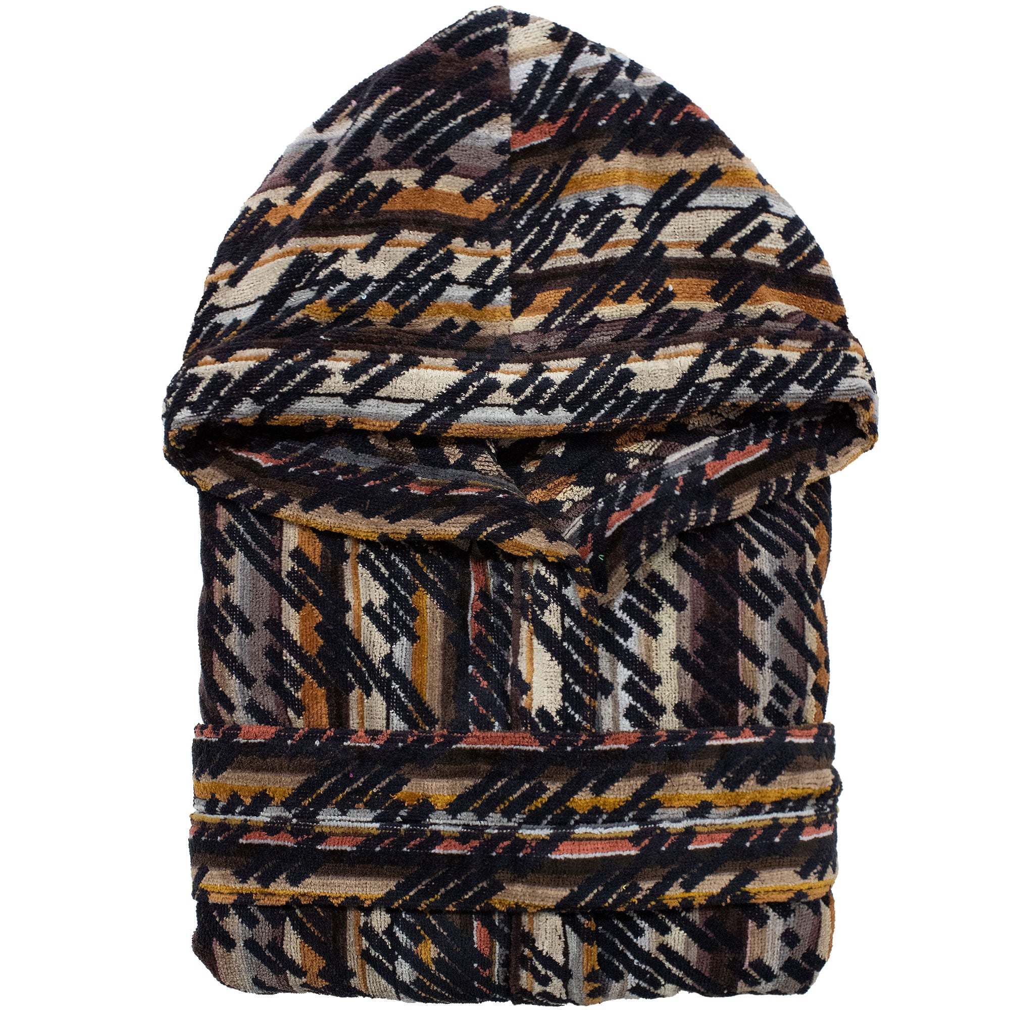 Accappatoio uomo donna in spugna velour cinigliato con cappuccio Jacquard 7126