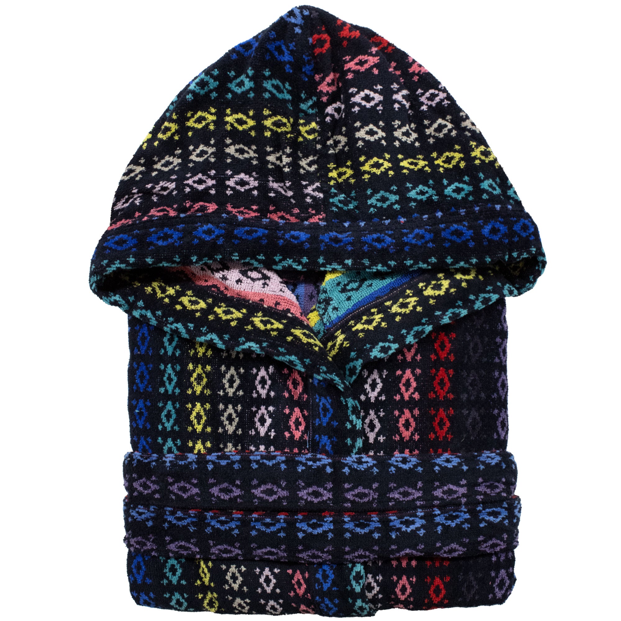 Accappatoio uomo donna in spugna velour cinigliato con cappuccio Jacquard 7126