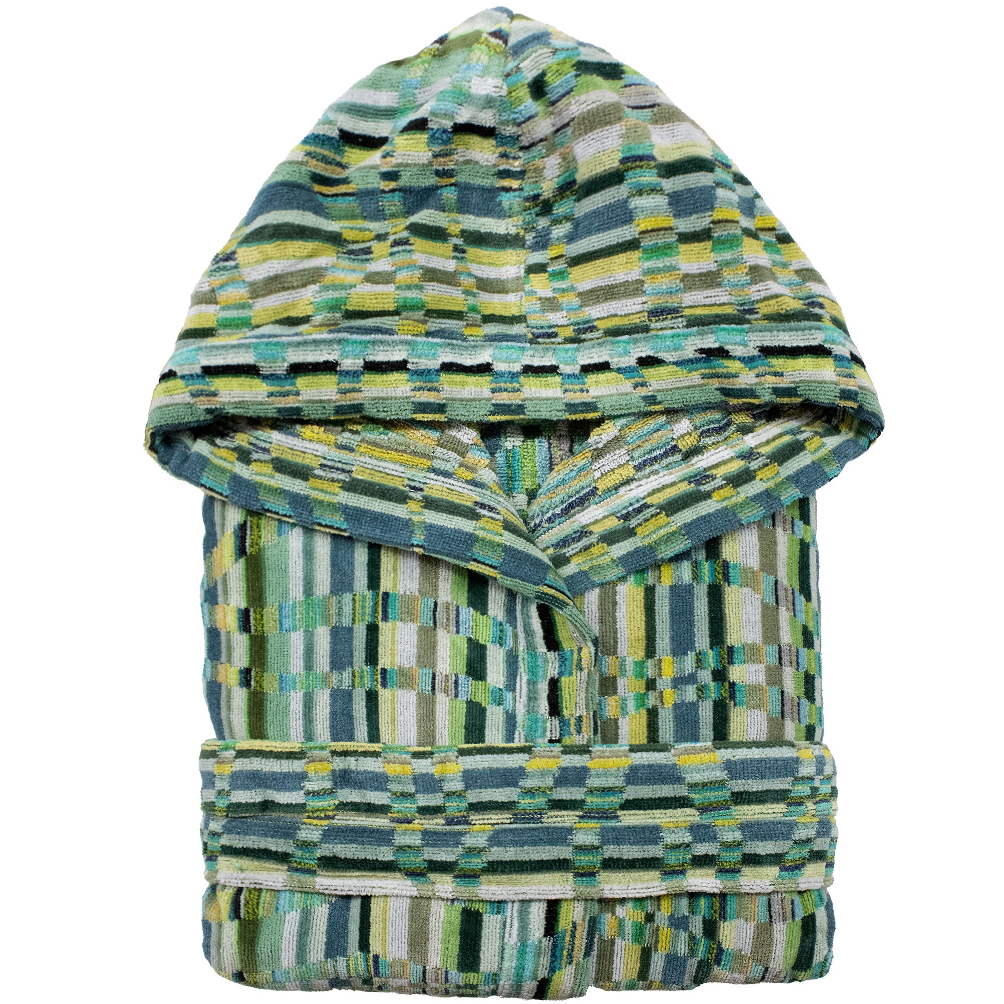 Accappatoio uomo donna in spugna velour cinigliato con cappuccio Jacquard 7126